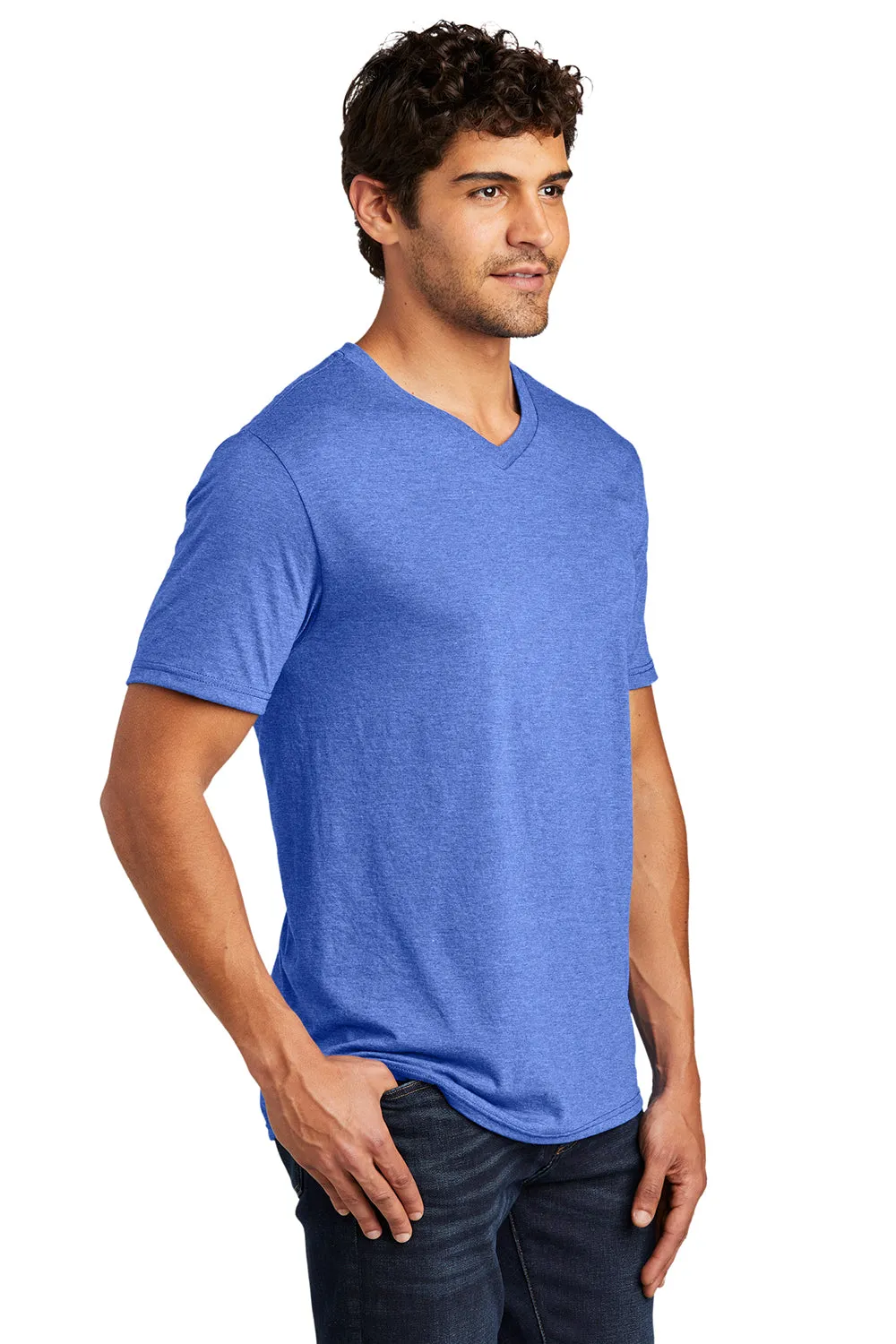 District Mens Perfect Tri Short Sleeve V-Neck T-Shirt - Royal Blue Frost