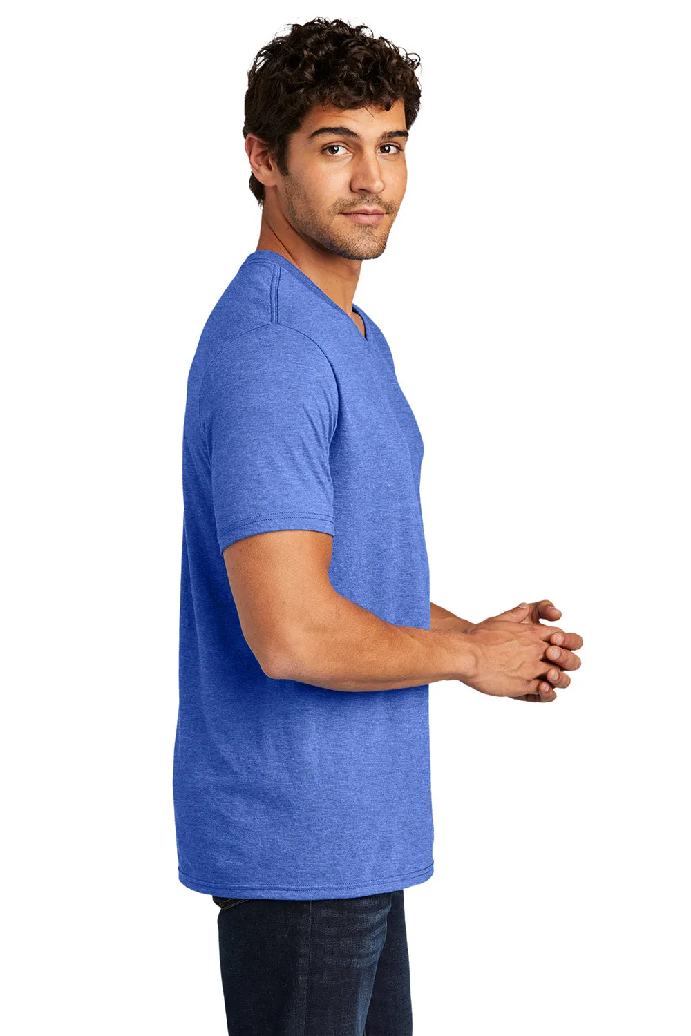 District Mens Perfect Tri Short Sleeve V-Neck T-Shirt - Royal Blue Frost