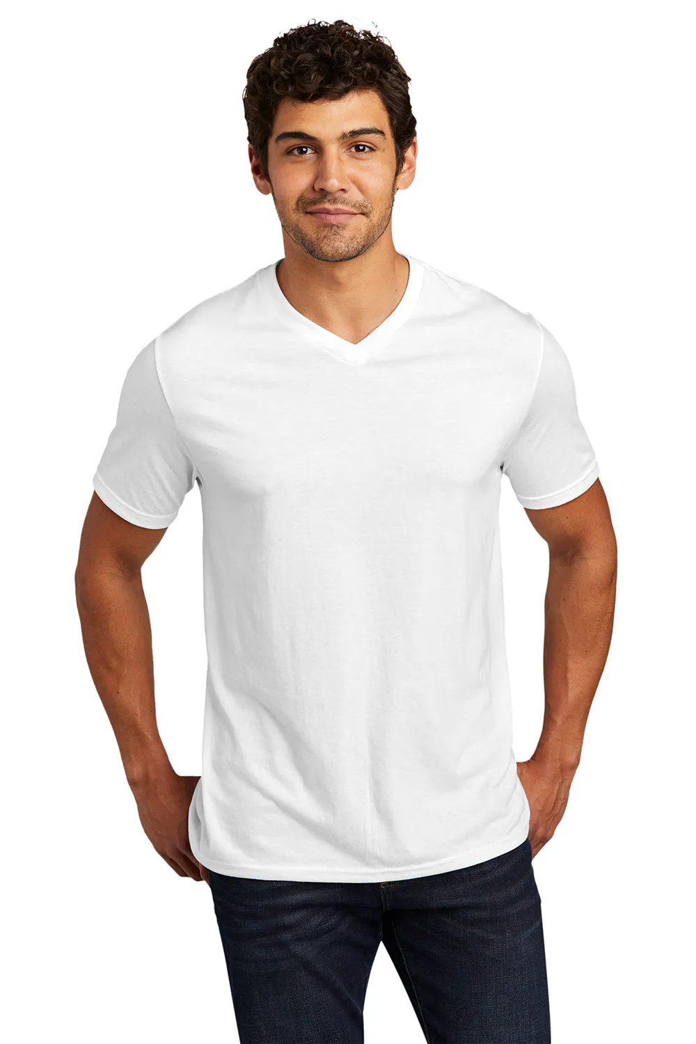 District Mens Perfect Tri Short Sleeve V-Neck T-Shirt - White