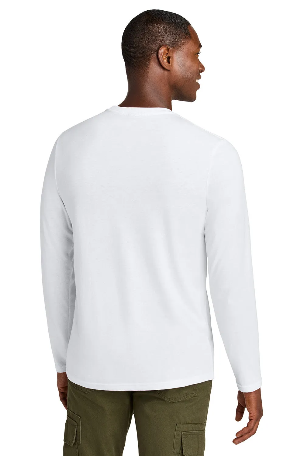 District Mens Perfect Weight CVC Long Sleeve Crewneck T-Shirt - Bright White