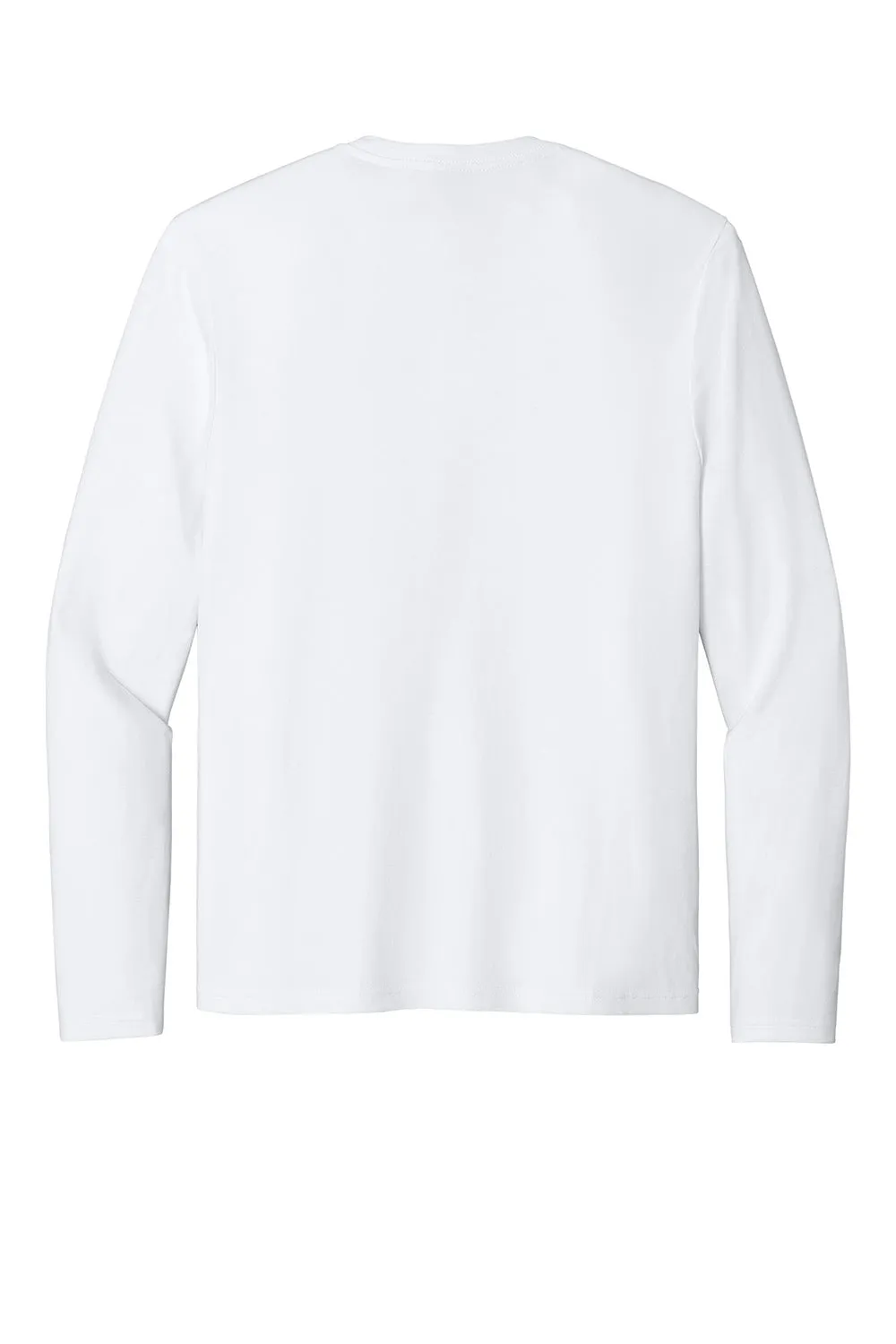 District Mens Perfect Weight CVC Long Sleeve Crewneck T-Shirt - Bright White