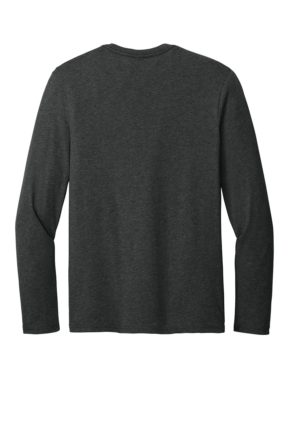 District Mens Perfect Weight CVC Long Sleeve Crewneck T-Shirt - Heather Jet Black