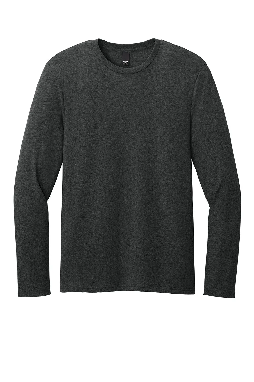 District Mens Perfect Weight CVC Long Sleeve Crewneck T-Shirt - Heather Jet Black