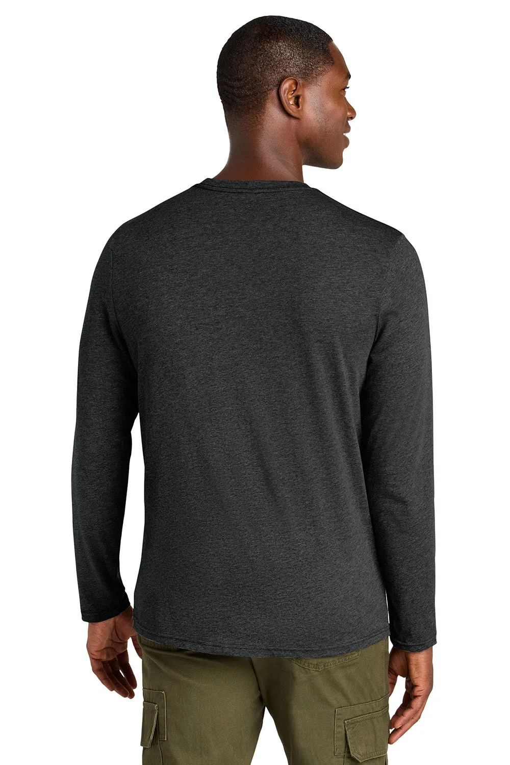 District Mens Perfect Weight CVC Long Sleeve Crewneck T-Shirt - Heather Jet Black