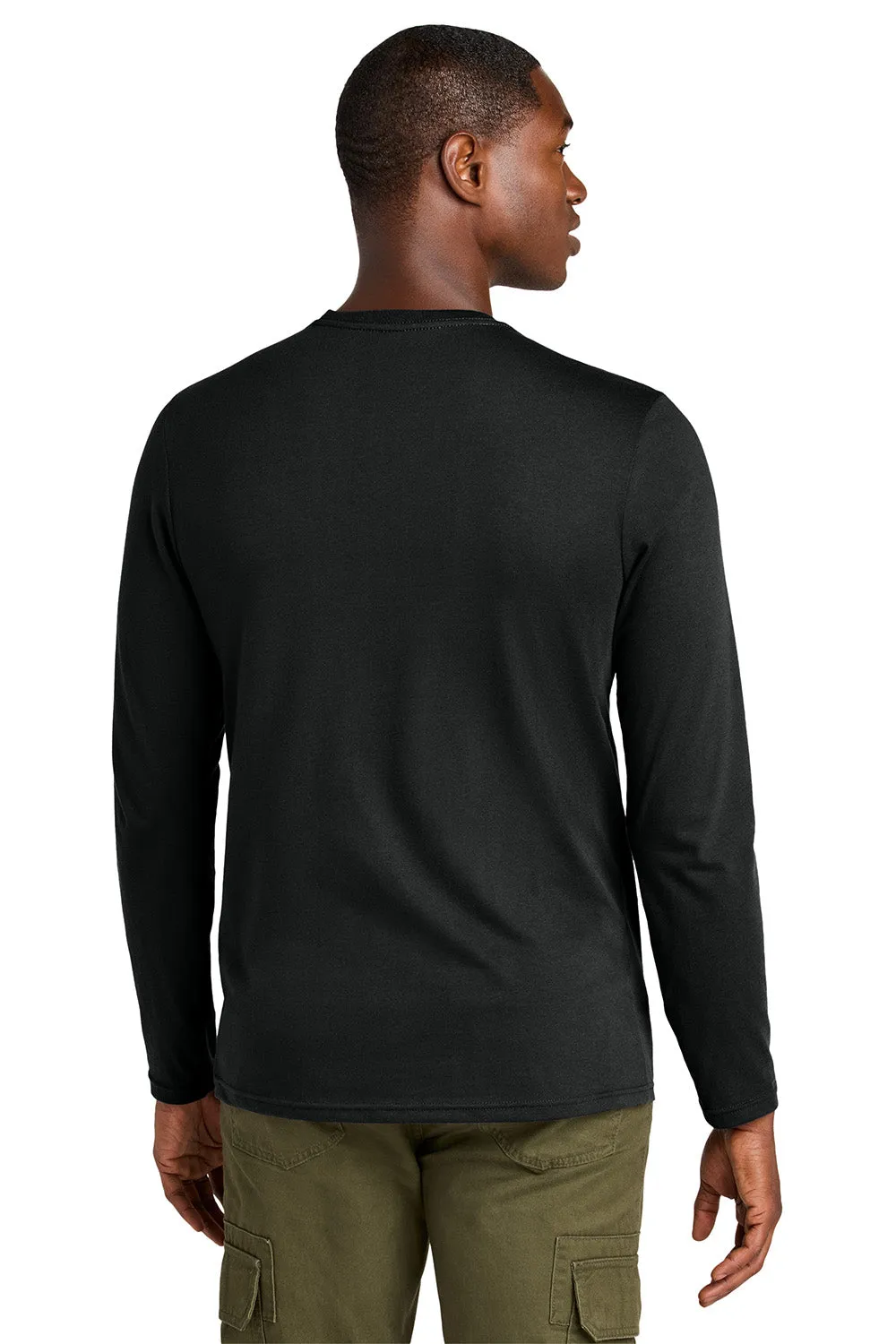 District Mens Perfect Weight CVC Long Sleeve Crewneck T-Shirt - Jet Black