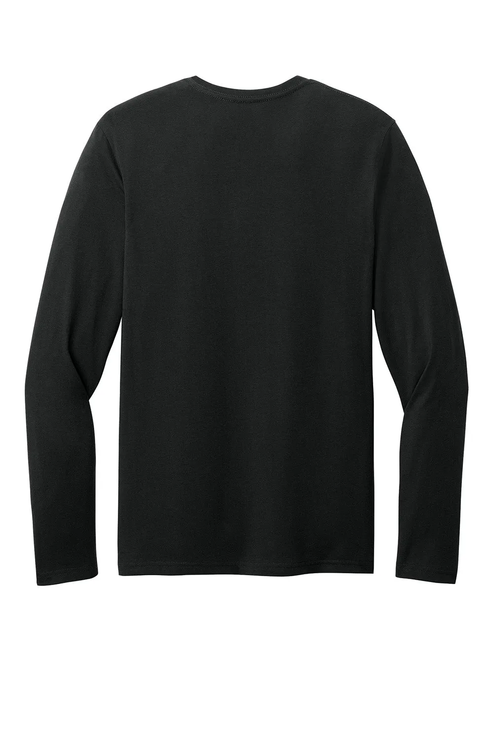 District Mens Perfect Weight CVC Long Sleeve Crewneck T-Shirt - Jet Black