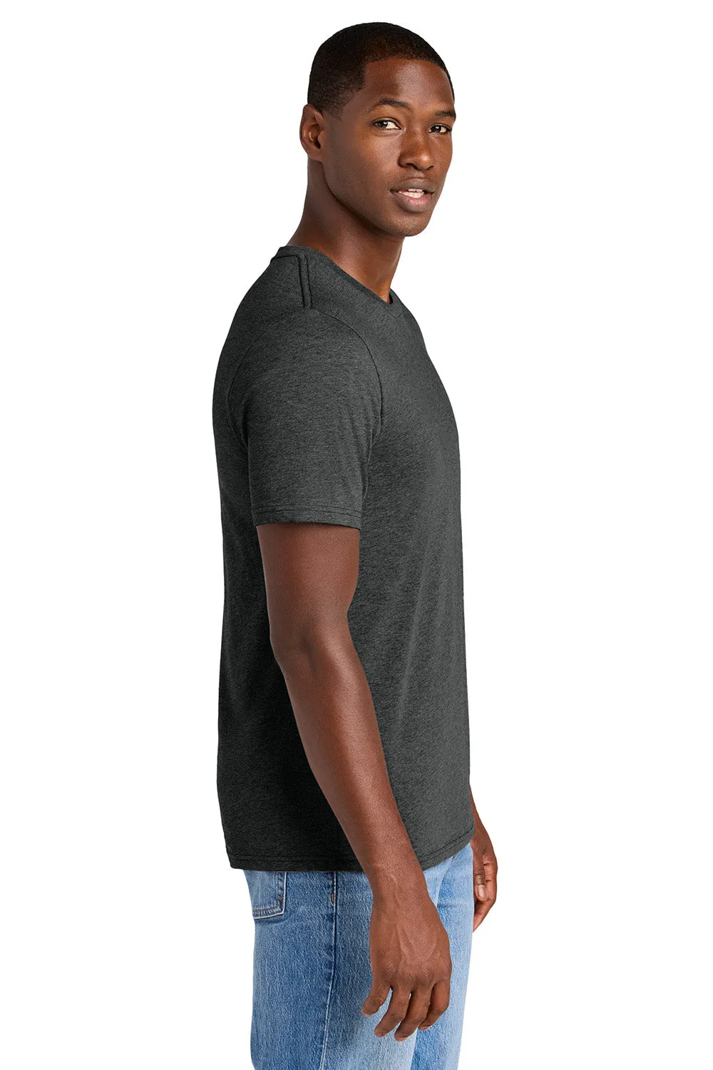 District Mens Perfect Weight CVC Short Sleeve Crewneck T-Shirt - Heather Jet Black