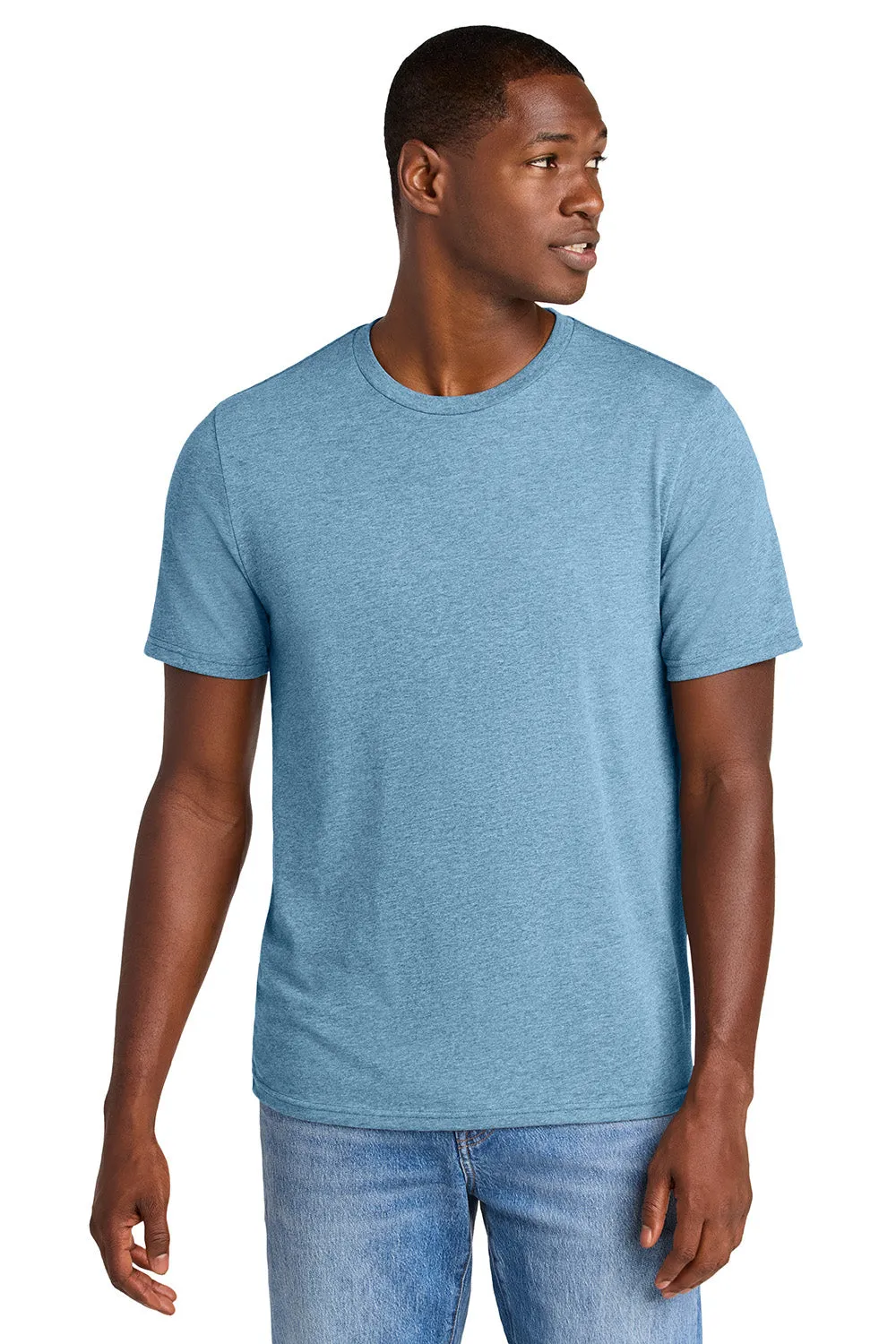District Mens Perfect Weight CVC Short Sleeve Crewneck T-Shirt - Heather Tundra Blue