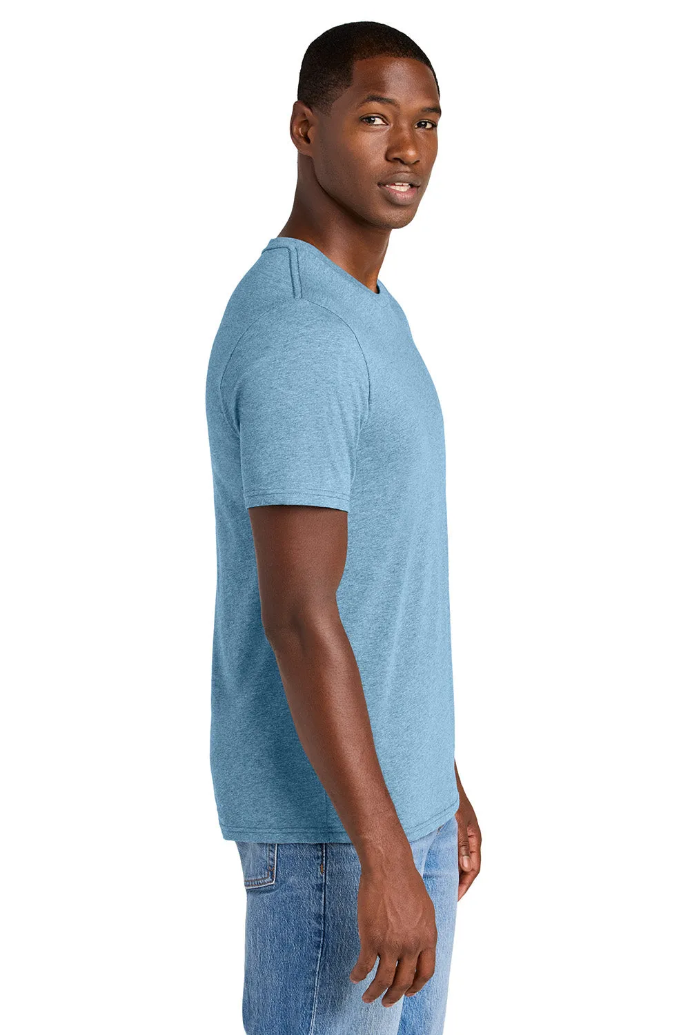 District Mens Perfect Weight CVC Short Sleeve Crewneck T-Shirt - Heather Tundra Blue