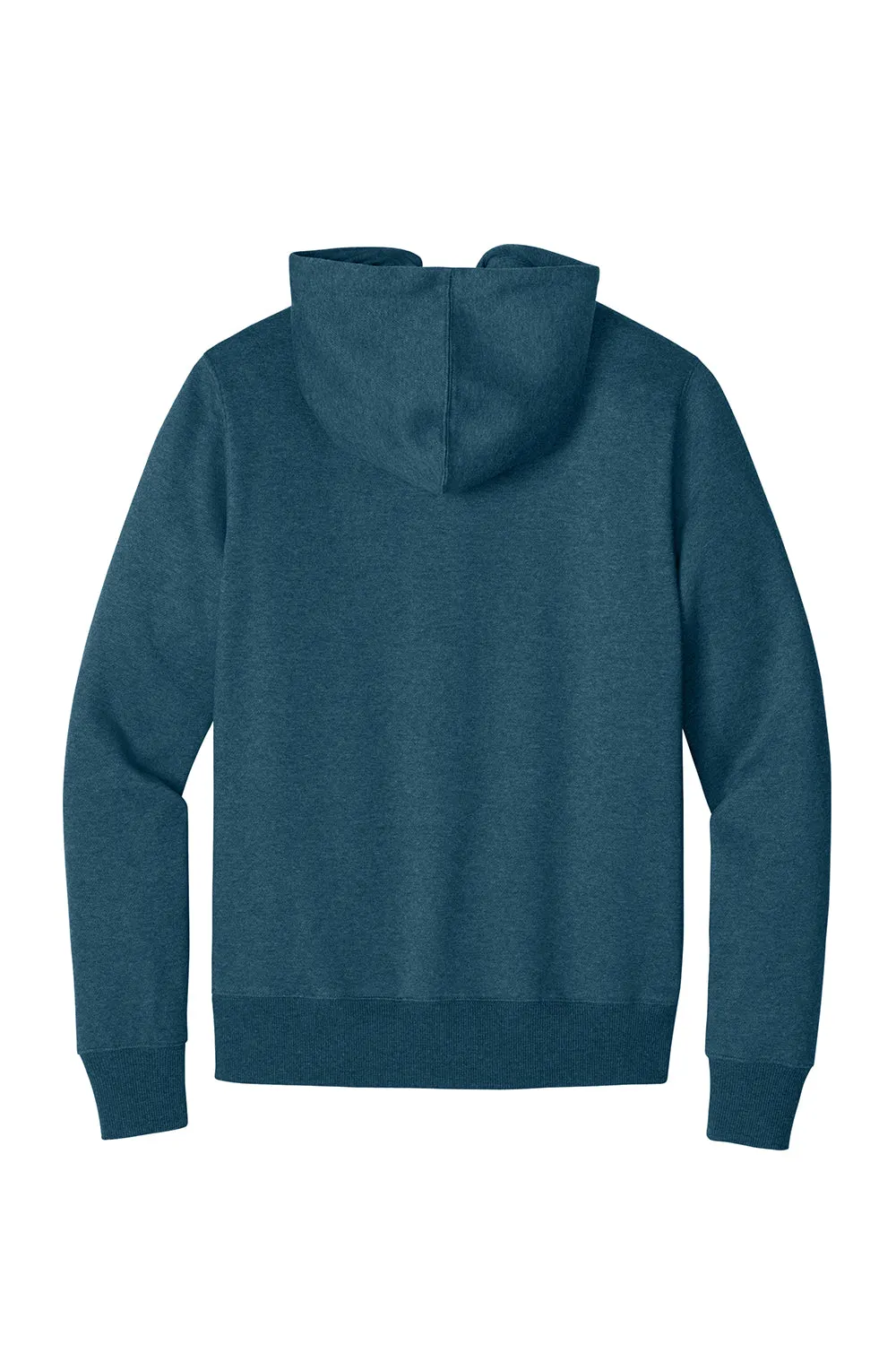 District Mens Perfect Weight Fleece Full Zip Hooded Sweatshirt Hoodie w/ Pockets - Heather Poseidon Blue - Closeout