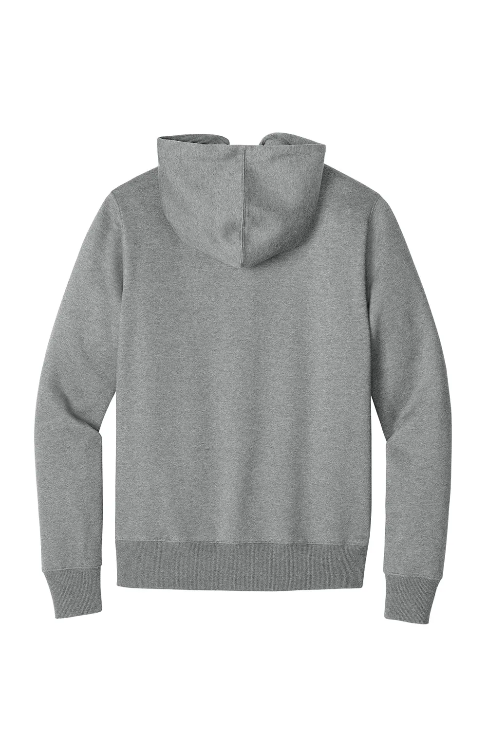 District Mens Perfect Weight Fleece Full Zip Hooded Sweatshirt Hoodie w/ Pockets - Heather Steel Grey