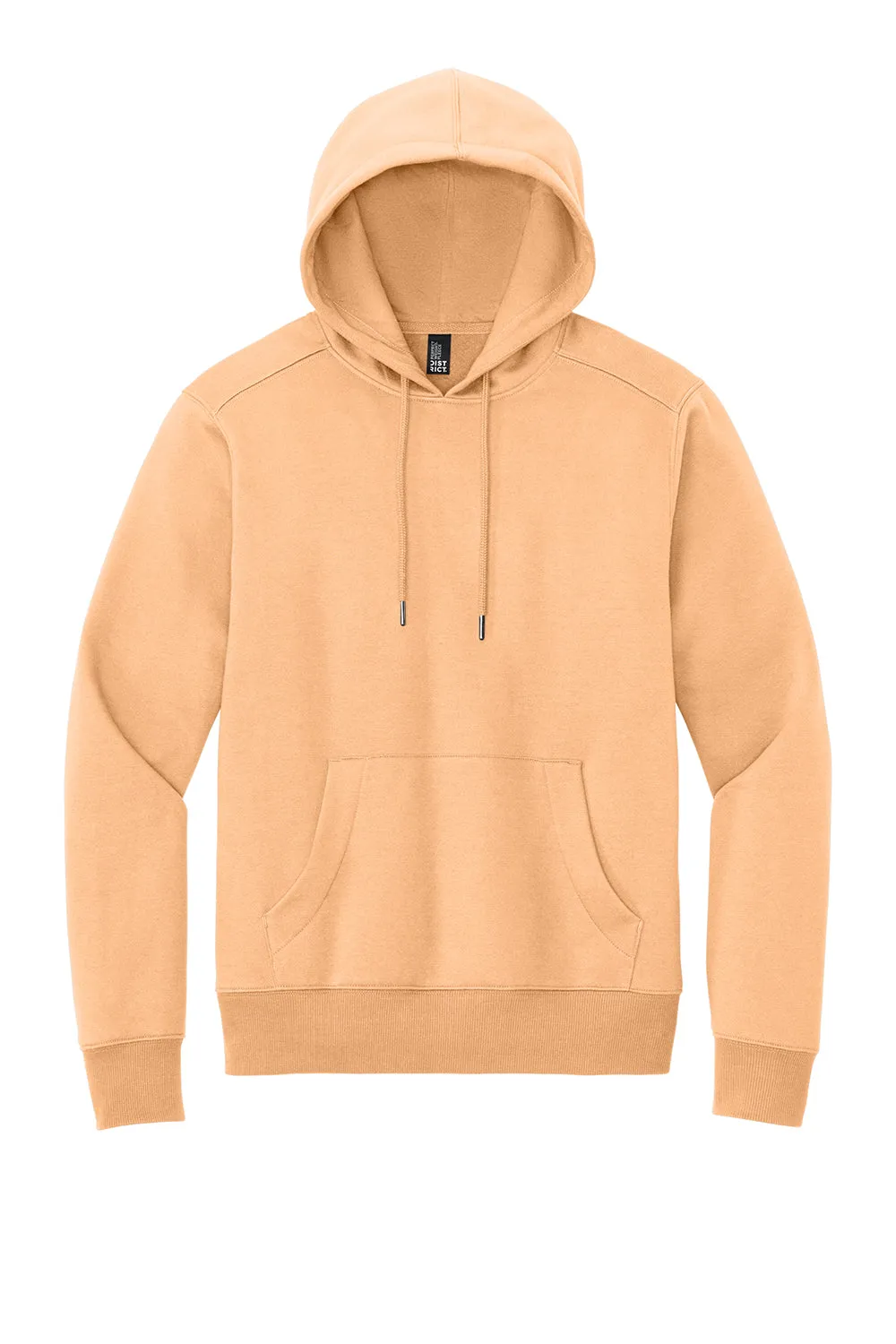District Mens Perfect Weight Fleece Hooded Sweatshirt Hoodie w/ Pouch Pocket - Apricot Orange