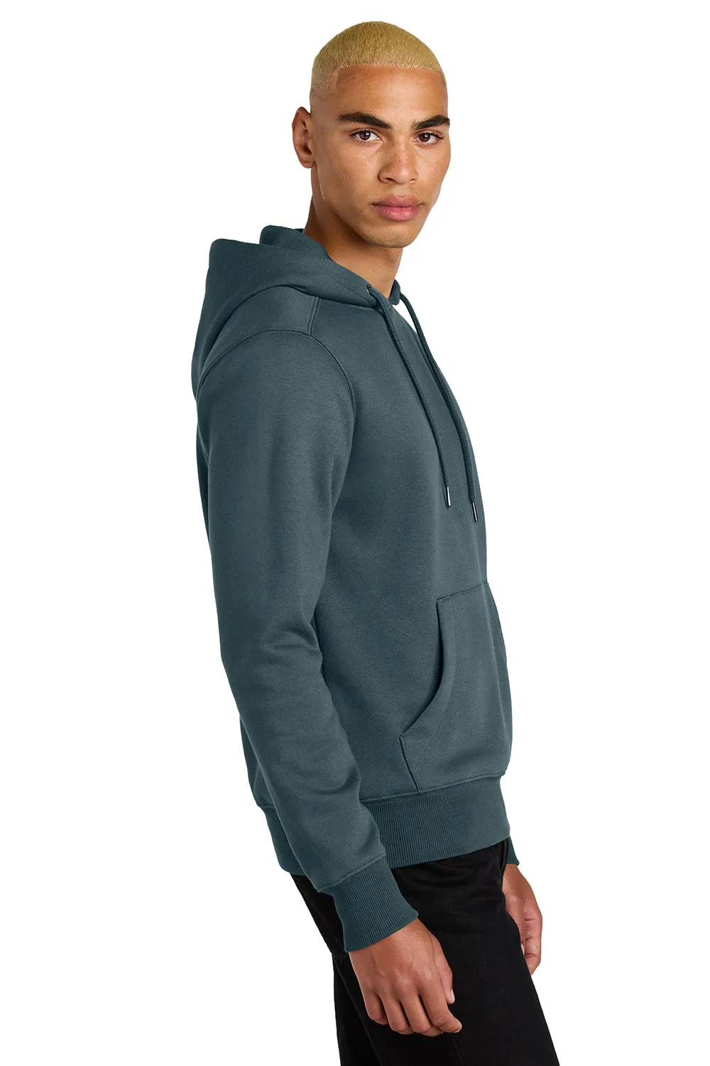 District Mens Perfect Weight Fleece Hooded Sweatshirt Hoodie w/ Pouch Pocket - Deep Steel Blue
