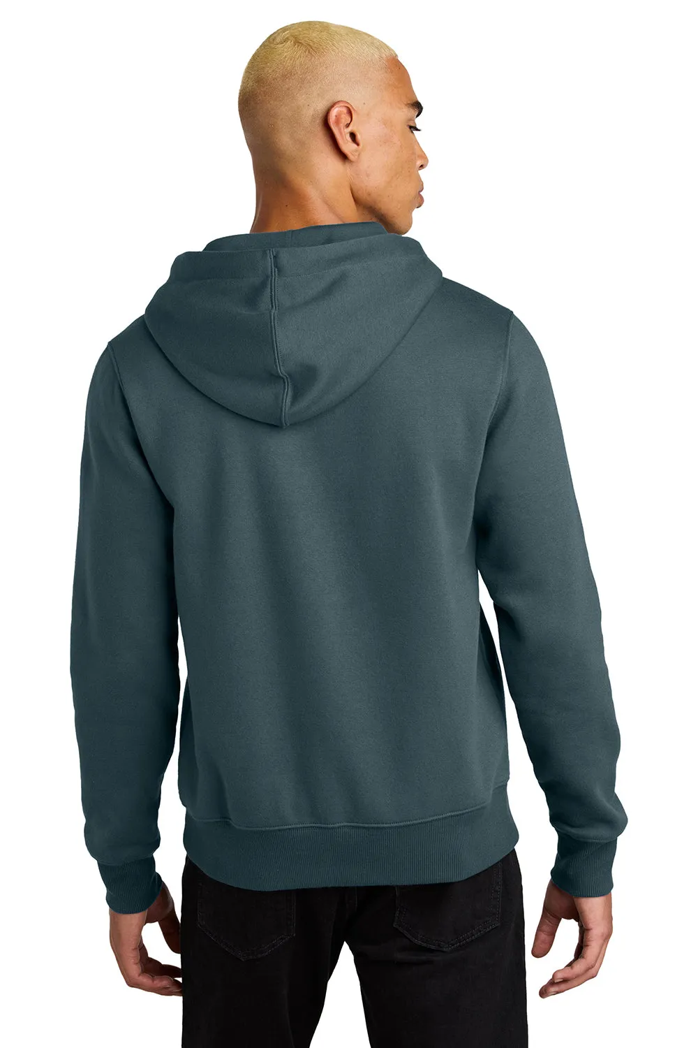 District Mens Perfect Weight Fleece Hooded Sweatshirt Hoodie w/ Pouch Pocket - Deep Steel Blue