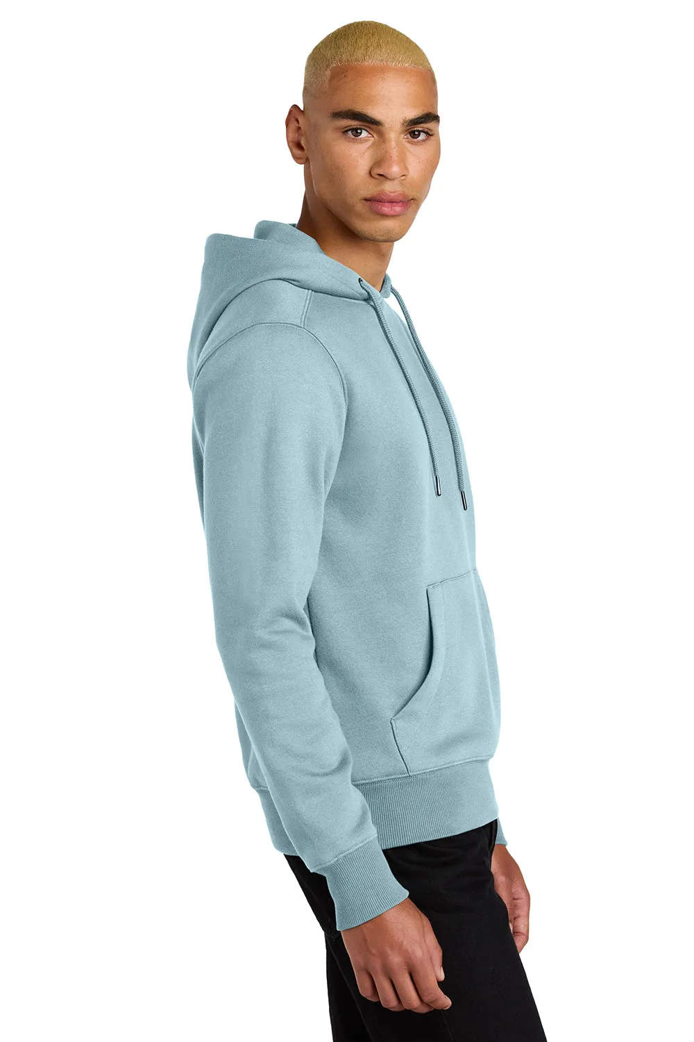 District Mens Perfect Weight Fleece Hooded Sweatshirt Hoodie w/ Pouch Pocket - Fog Blue