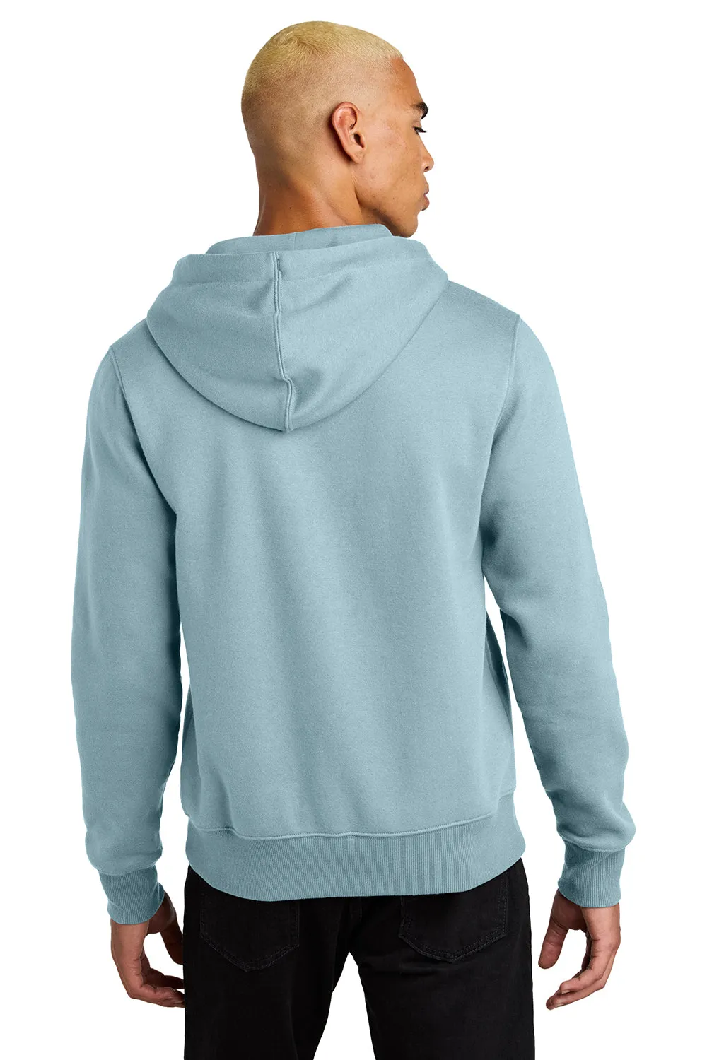 District Mens Perfect Weight Fleece Hooded Sweatshirt Hoodie w/ Pouch Pocket - Fog Blue