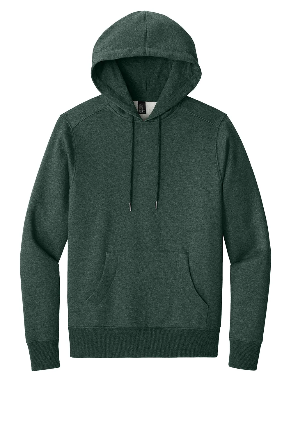 District Mens Perfect Weight Fleece Hooded Sweatshirt Hoodie w/ Pouch Pocket - Heather Forest Green - Closeout