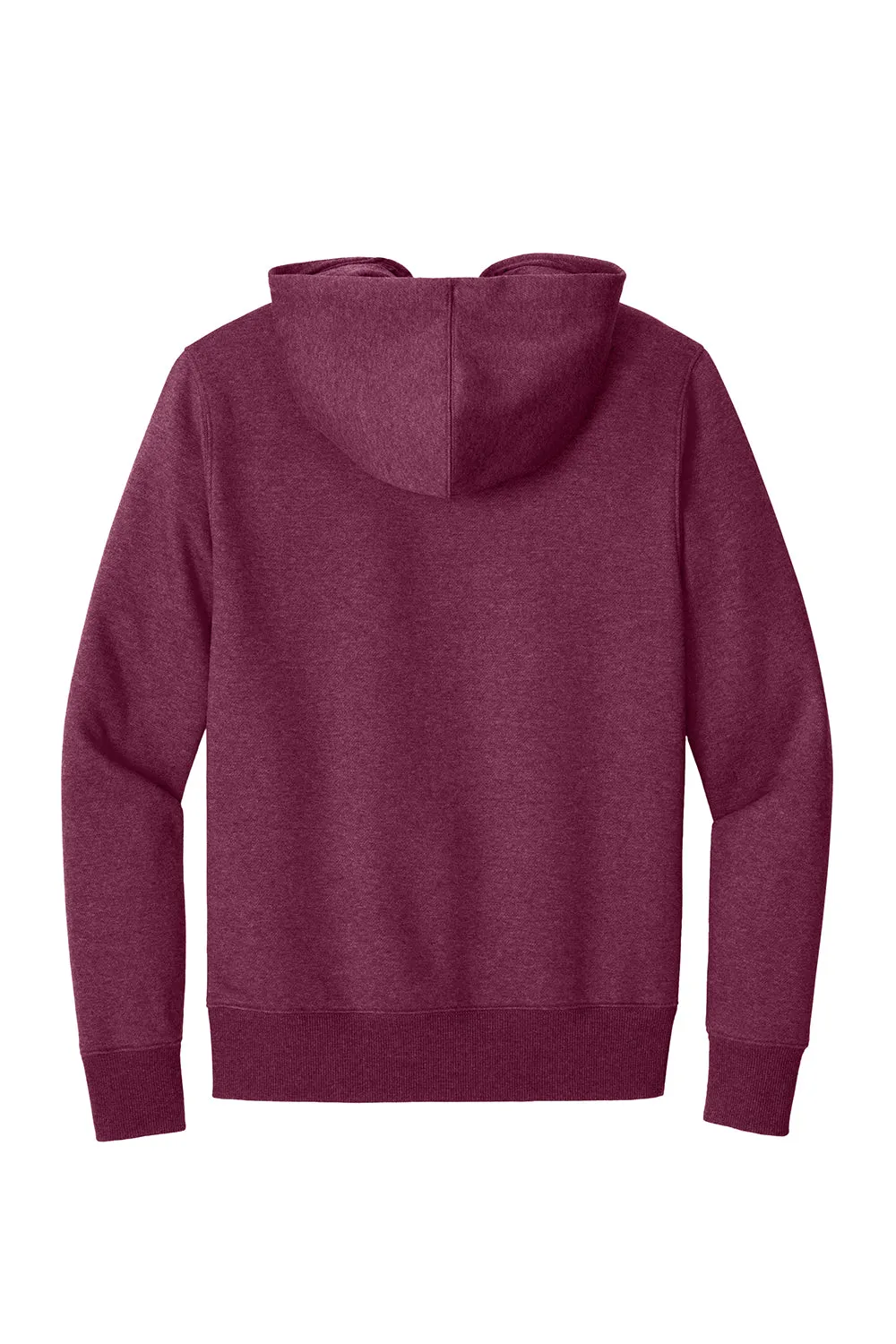 District Mens Perfect Weight Fleece Hooded Sweatshirt Hoodie w/ Pouch Pocket - Heather Loganberry - Closeout
