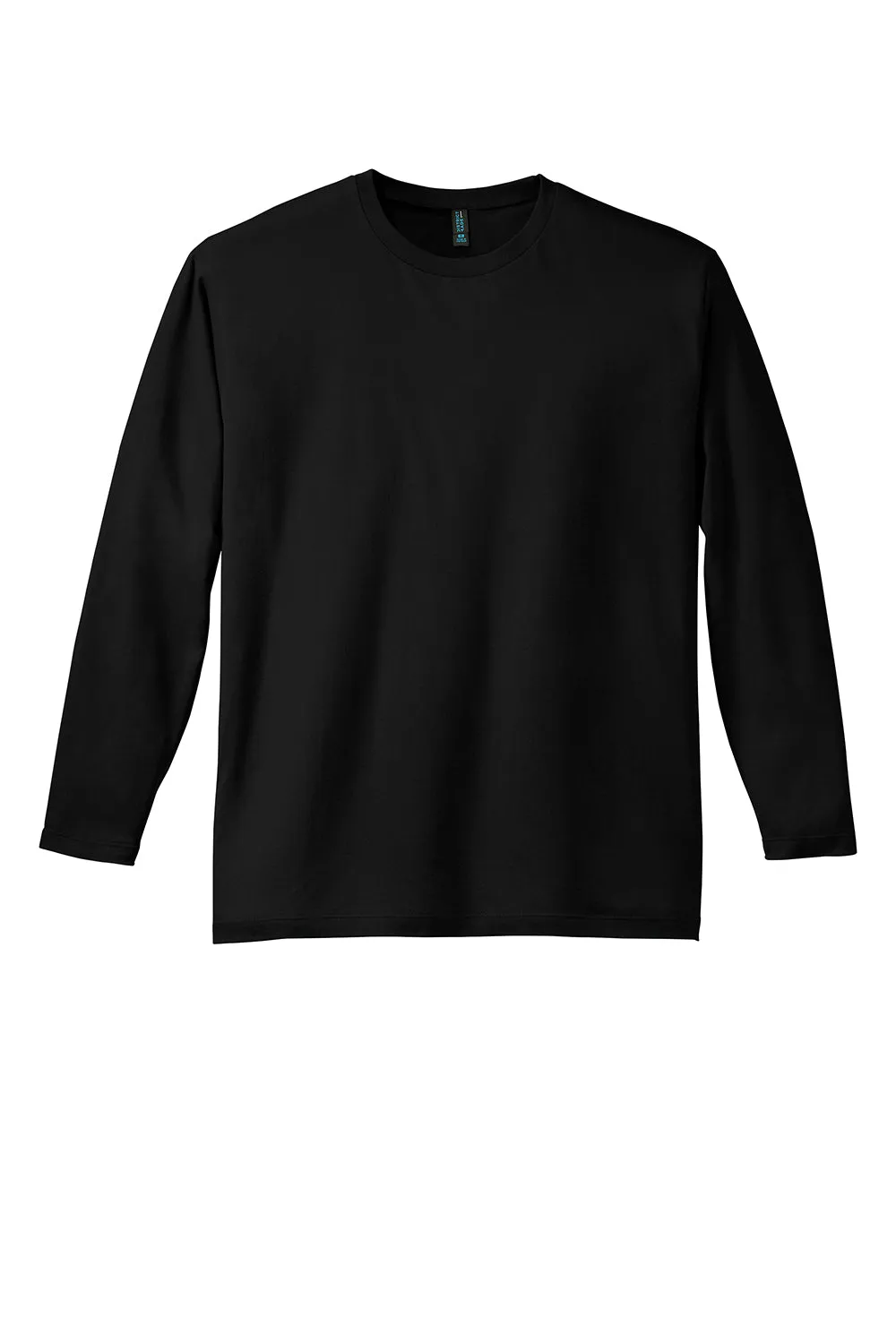 District Mens Perfect Weight Long Sleeve Crewneck T-Shirt - Black