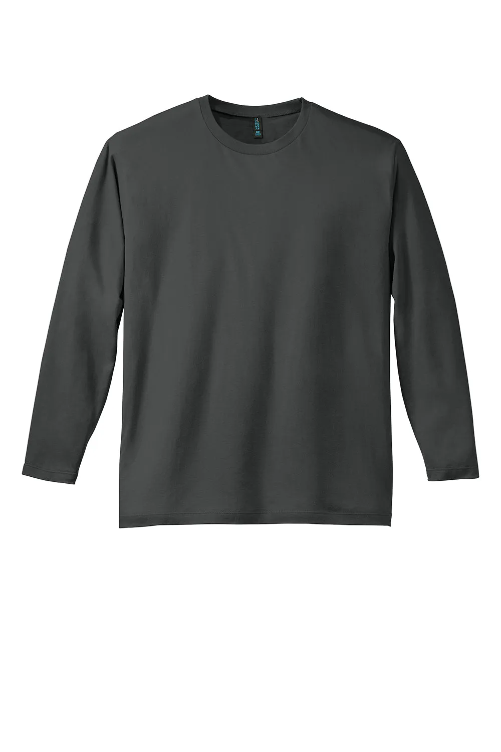 District Mens Perfect Weight Long Sleeve Crewneck T-Shirt - Charcoal Grey