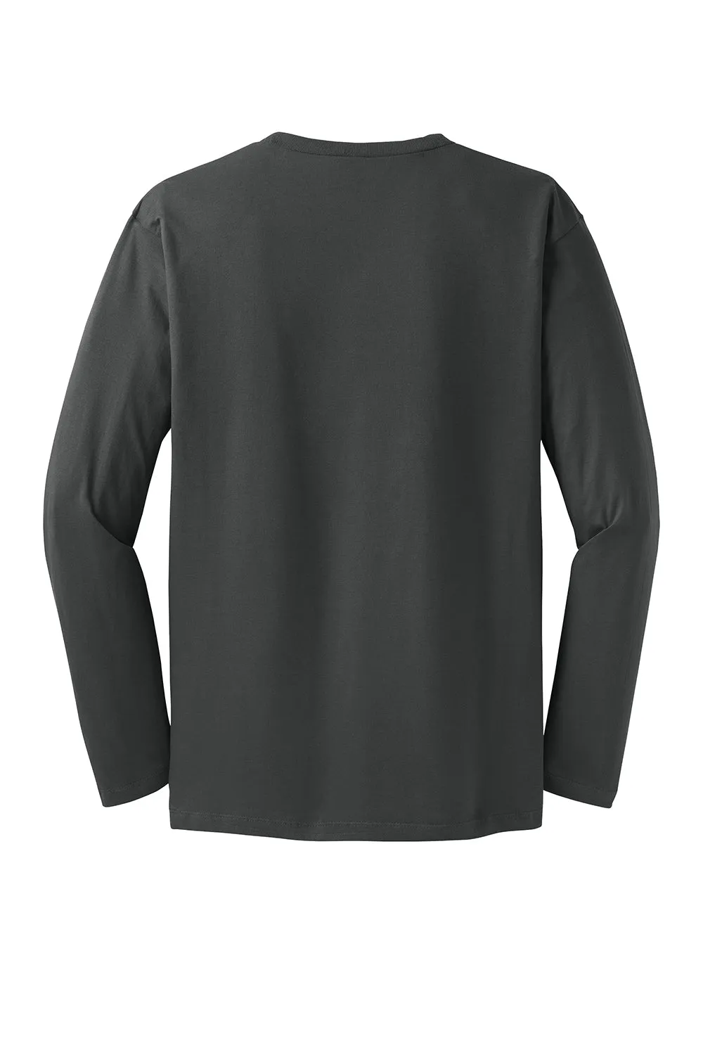 District Mens Perfect Weight Long Sleeve Crewneck T-Shirt - Charcoal Grey