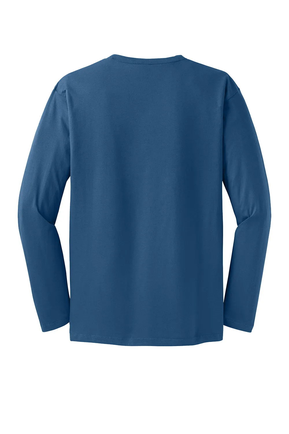 District Mens Perfect Weight Long Sleeve Crewneck T-Shirt - Maritime Blue - Closeout