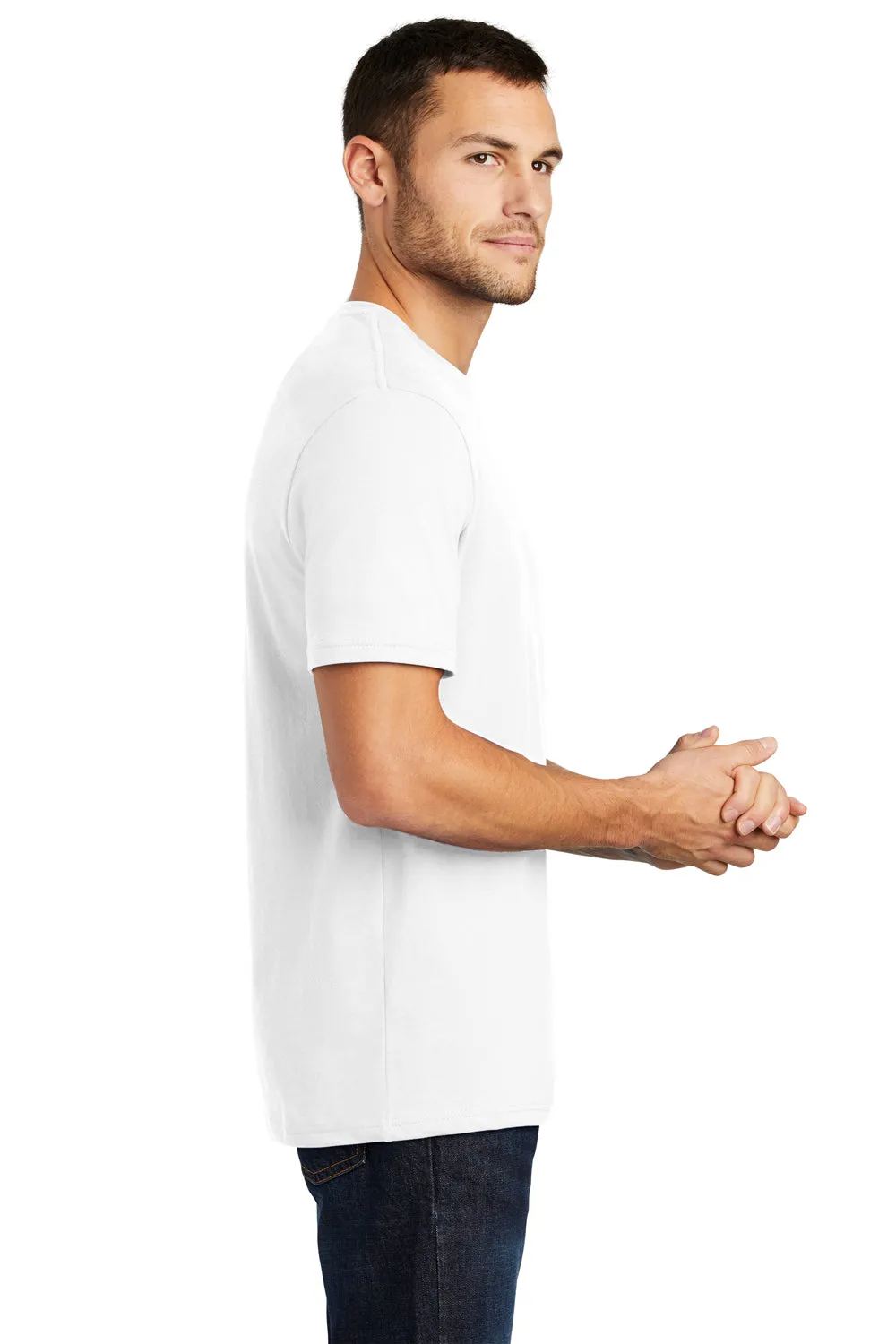 District Mens Perfect Weight Short Sleeve Crewneck T-Shirt - Bright White