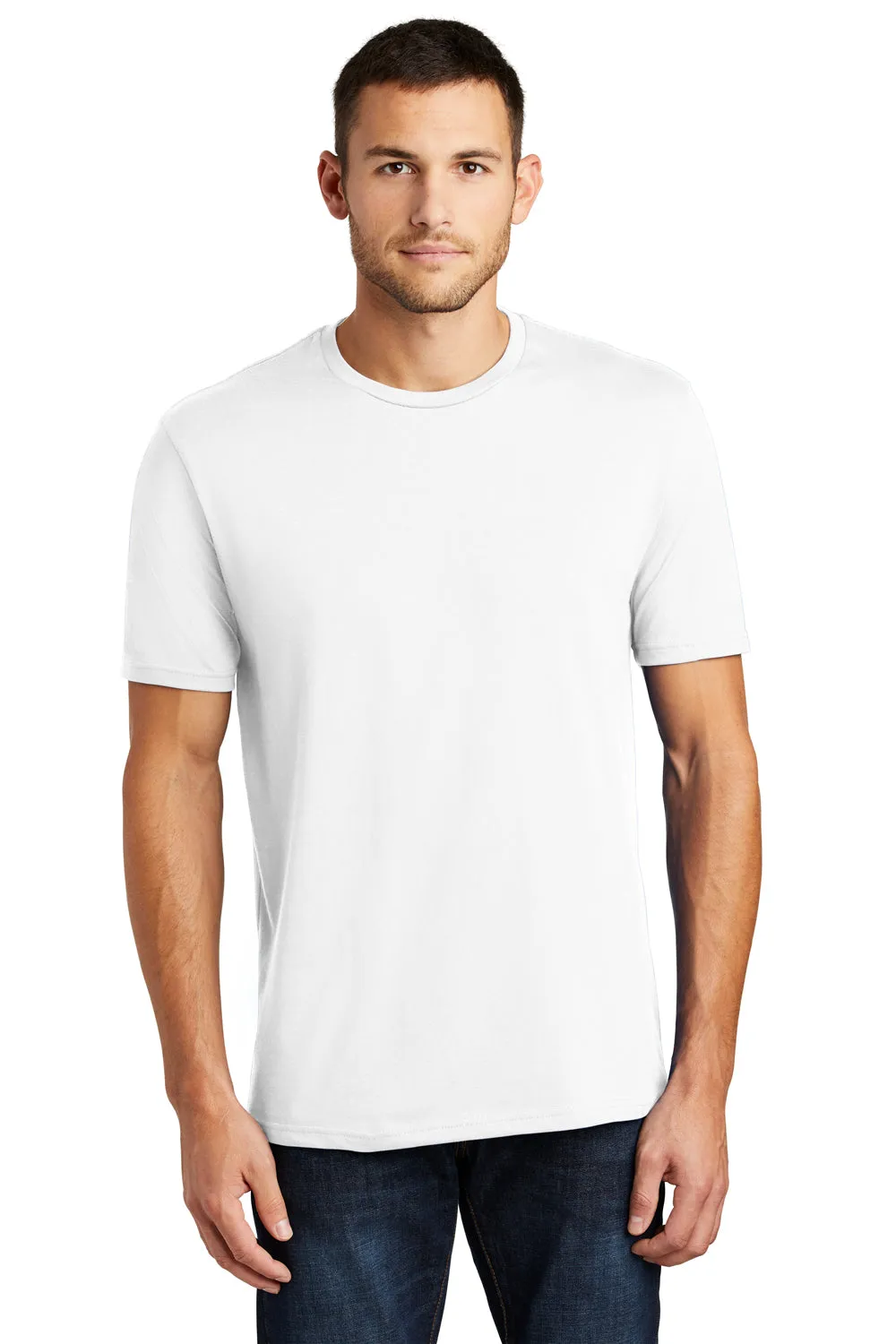 District Mens Perfect Weight Short Sleeve Crewneck T-Shirt - Bright White