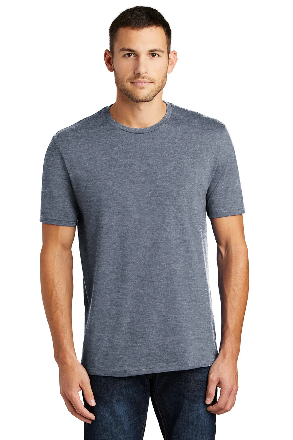 District Mens Perfect Weight Short Sleeve Crewneck T-Shirt - Heather Navy Blue