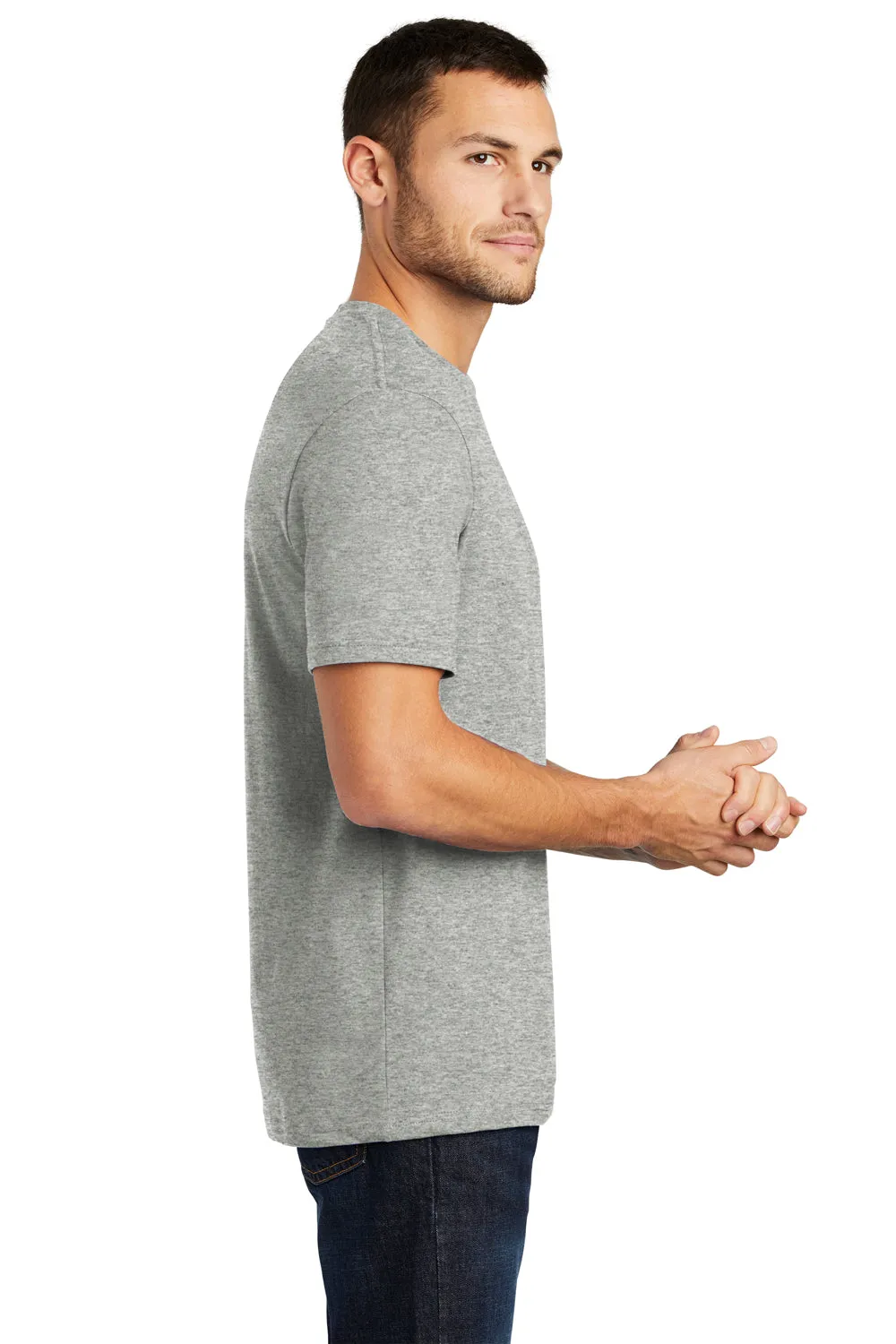 District Mens Perfect Weight Short Sleeve Crewneck T-Shirt - Heather Steel Grey
