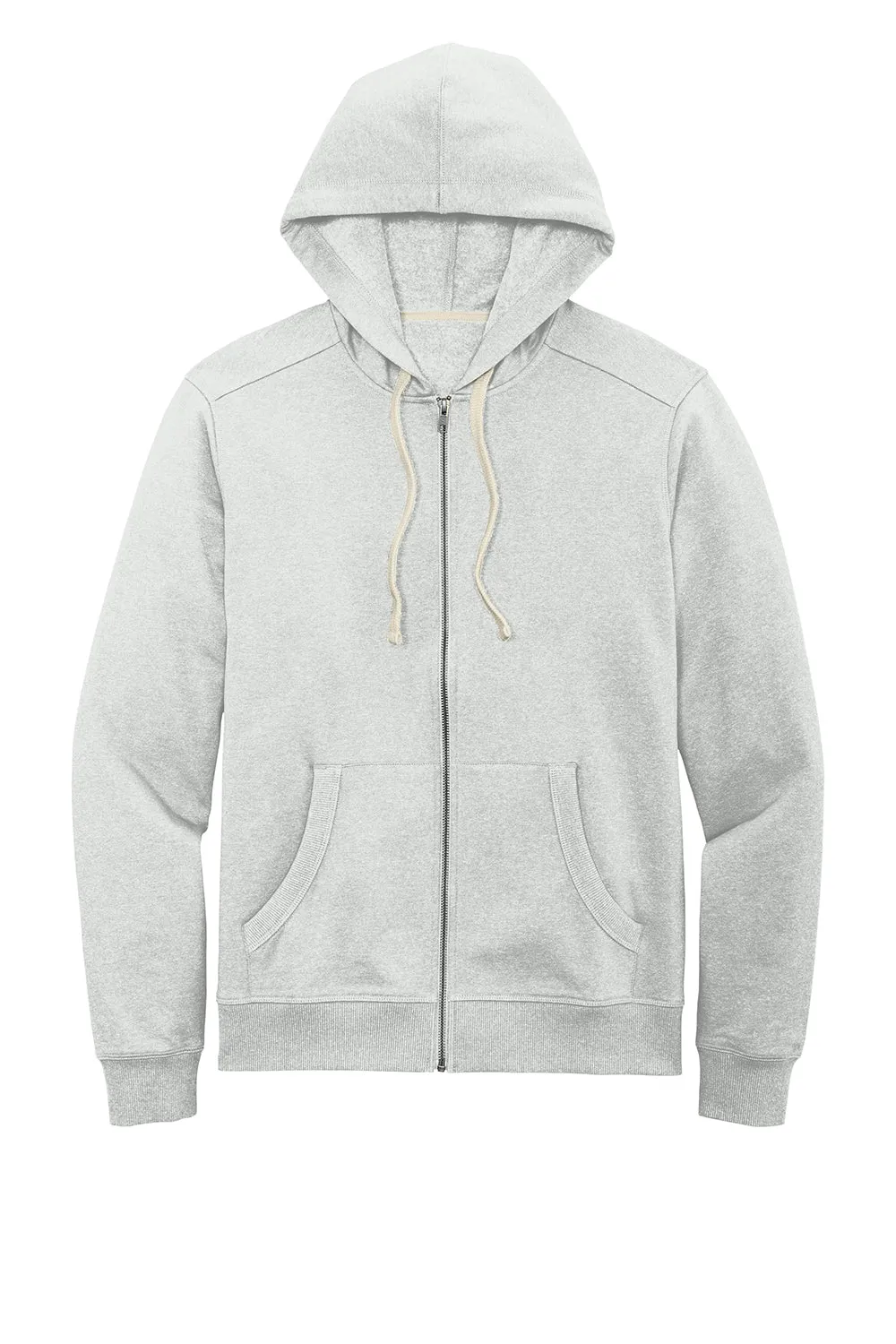 District Mens Re-Fleece Full Zip Hooded Sweatshirt Hoodie w/ Pockets - Ash Grey