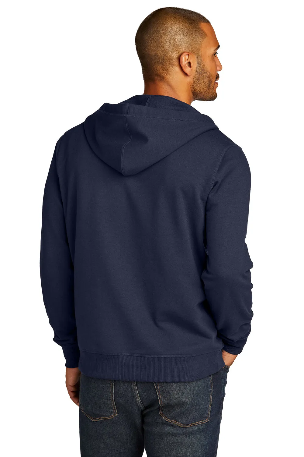 District Mens Re-Fleece Full Zip Hooded Sweatshirt Hoodie w/ Pockets - True Navy Blue