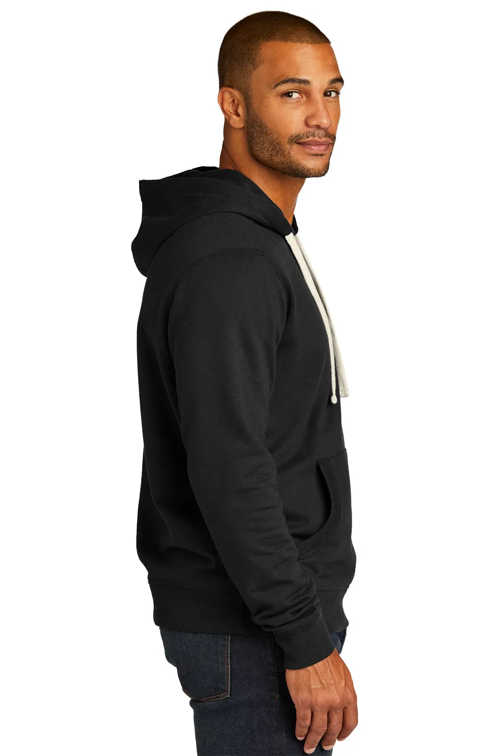 District Mens Re-Fleece Hooded Sweatshirt Hoodie w/ Pouch Pocket - Black