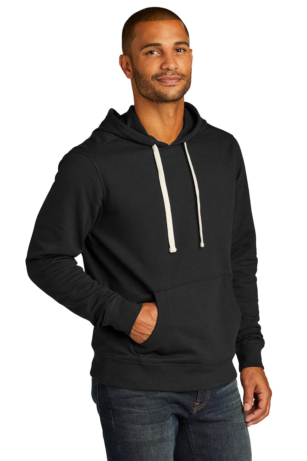 District Mens Re-Fleece Hooded Sweatshirt Hoodie w/ Pouch Pocket - Black