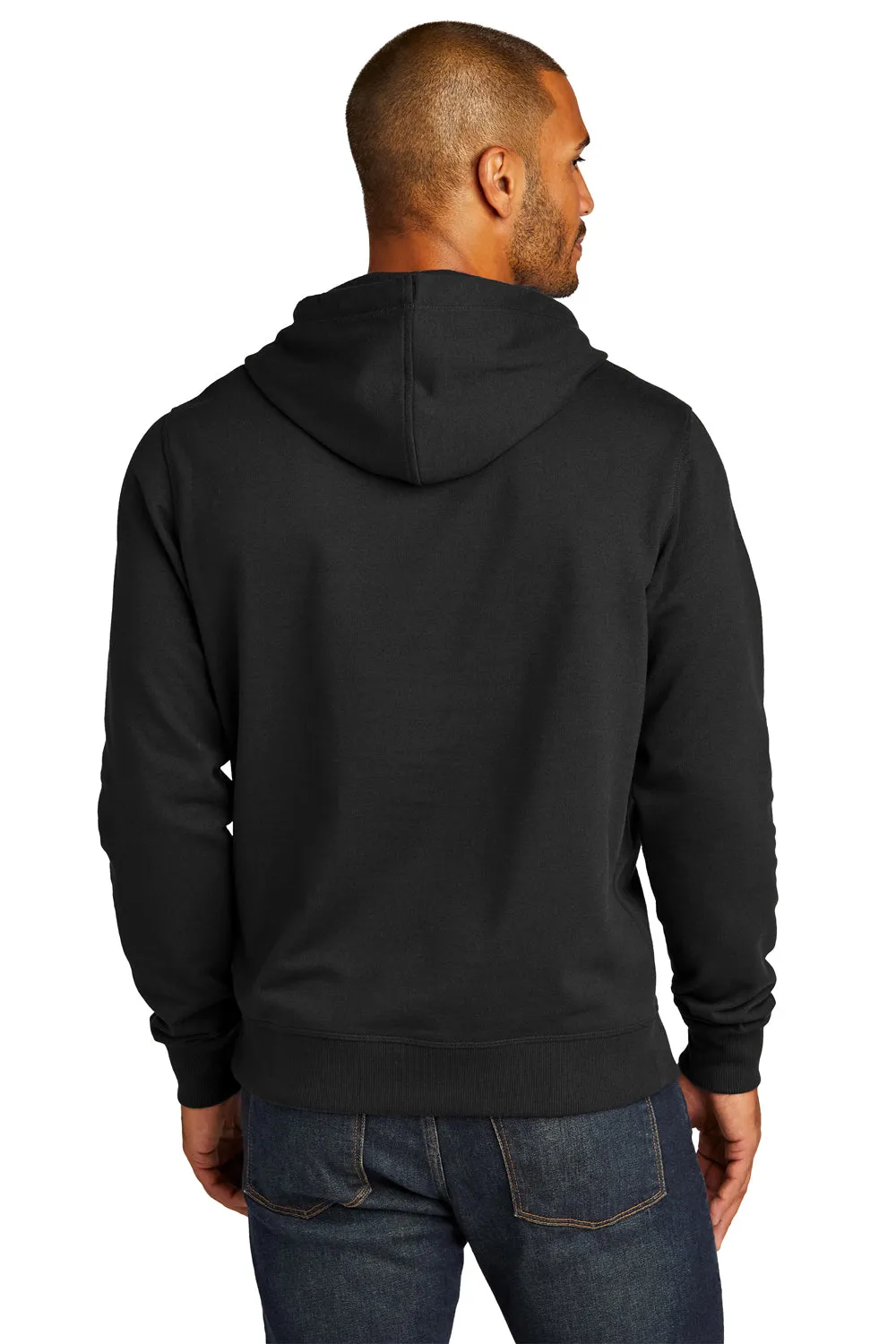 District Mens Re-Fleece Hooded Sweatshirt Hoodie w/ Pouch Pocket - Black