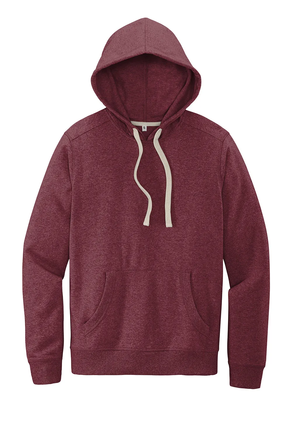 District Mens Re-Fleece Hooded Sweatshirt Hoodie w/ Pouch Pocket - Heather Maroon