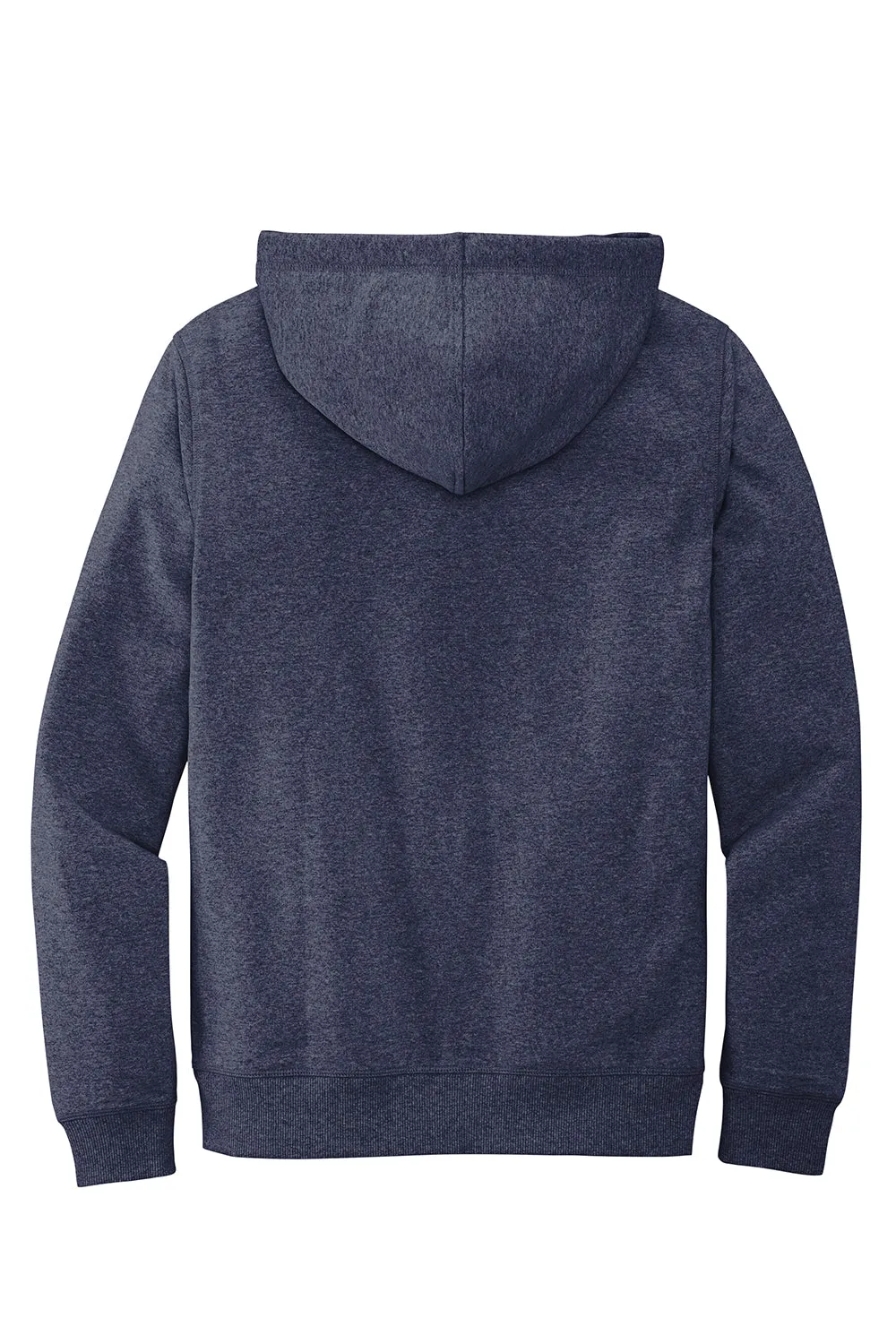 District Mens Re-Fleece Hooded Sweatshirt Hoodie w/ Pouch Pocket - Heather Navy Blue