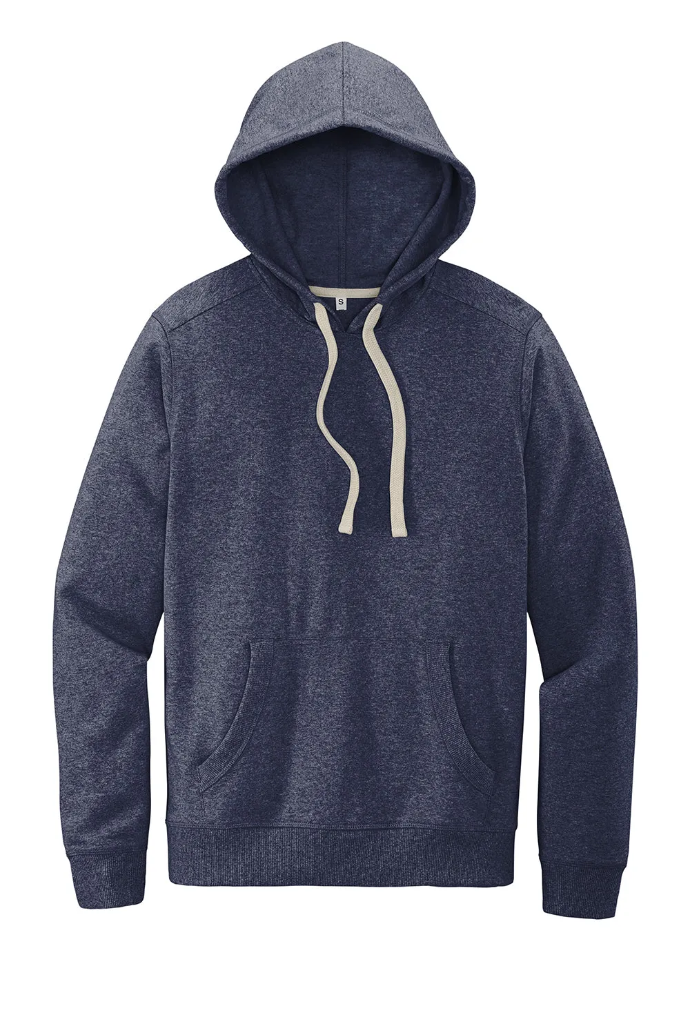 District Mens Re-Fleece Hooded Sweatshirt Hoodie w/ Pouch Pocket - Heather Navy Blue