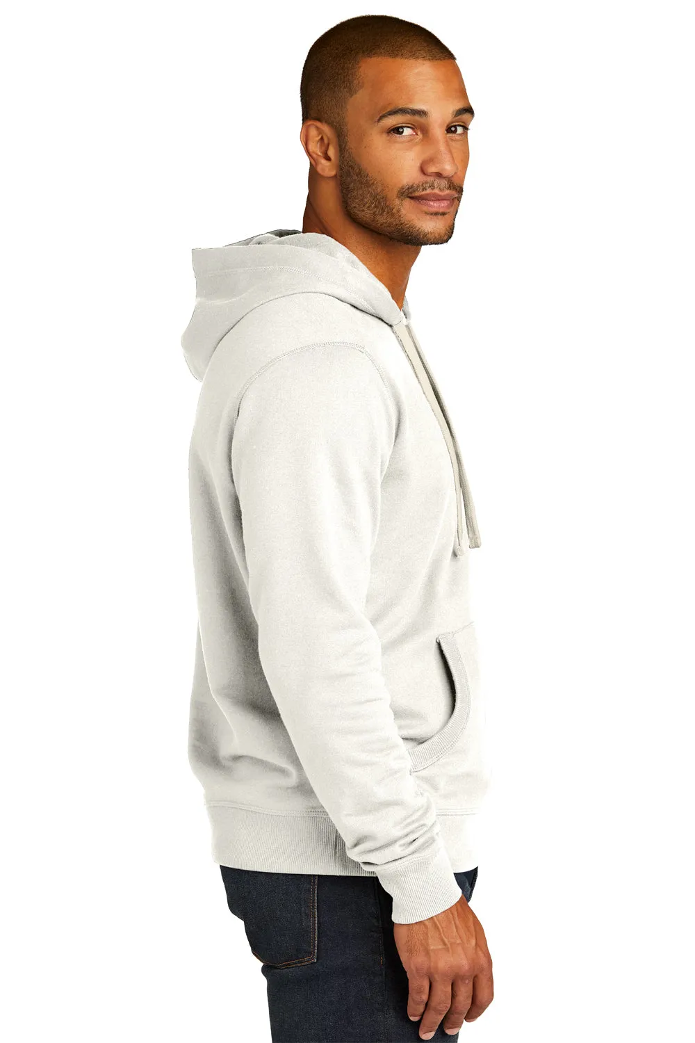 District Mens Re-Fleece Hooded Sweatshirt Hoodie w/ Pouch Pocket - Vintage White - Closeout