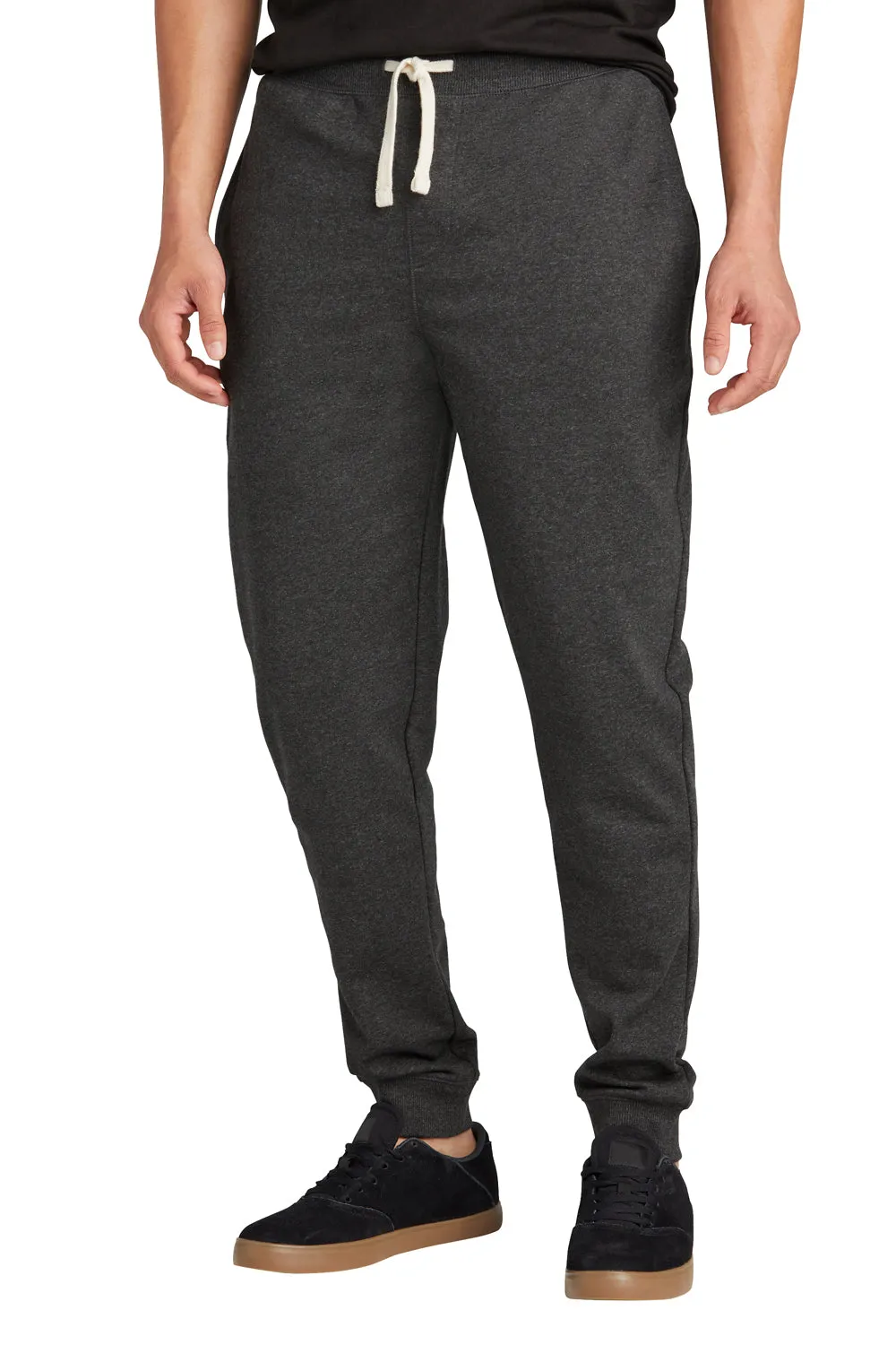 District Mens Re-Fleece Jogger Sweatpants w/ Pockets - Heather Charcoal Grey