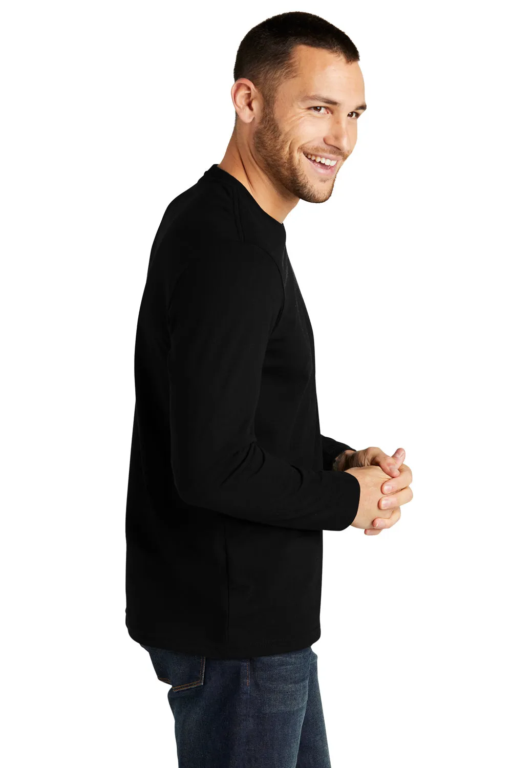 District Mens Re-Tee Long Sleeve Crewneck T-Shirt - Black