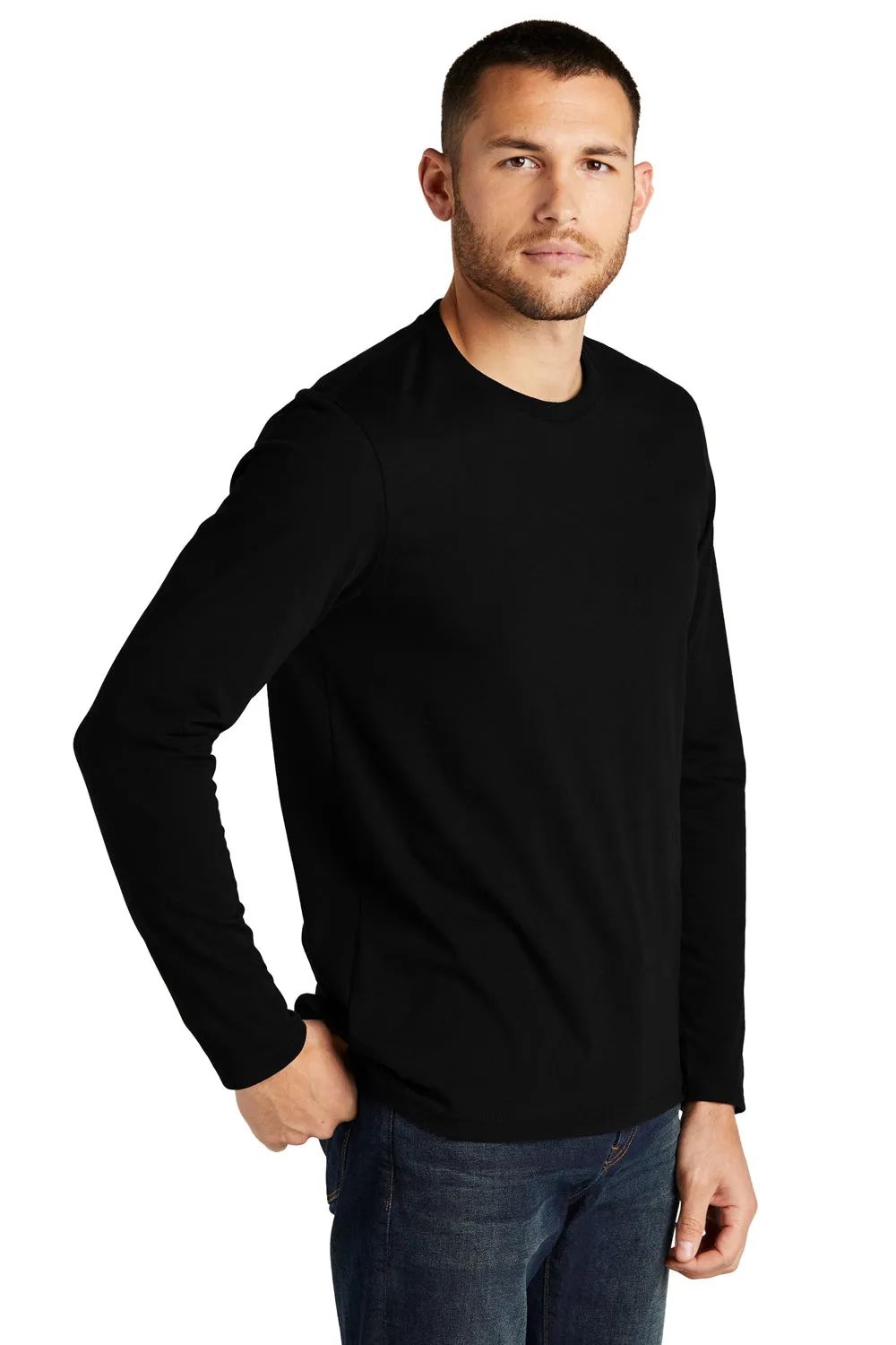 District Mens Re-Tee Long Sleeve Crewneck T-Shirt - Black