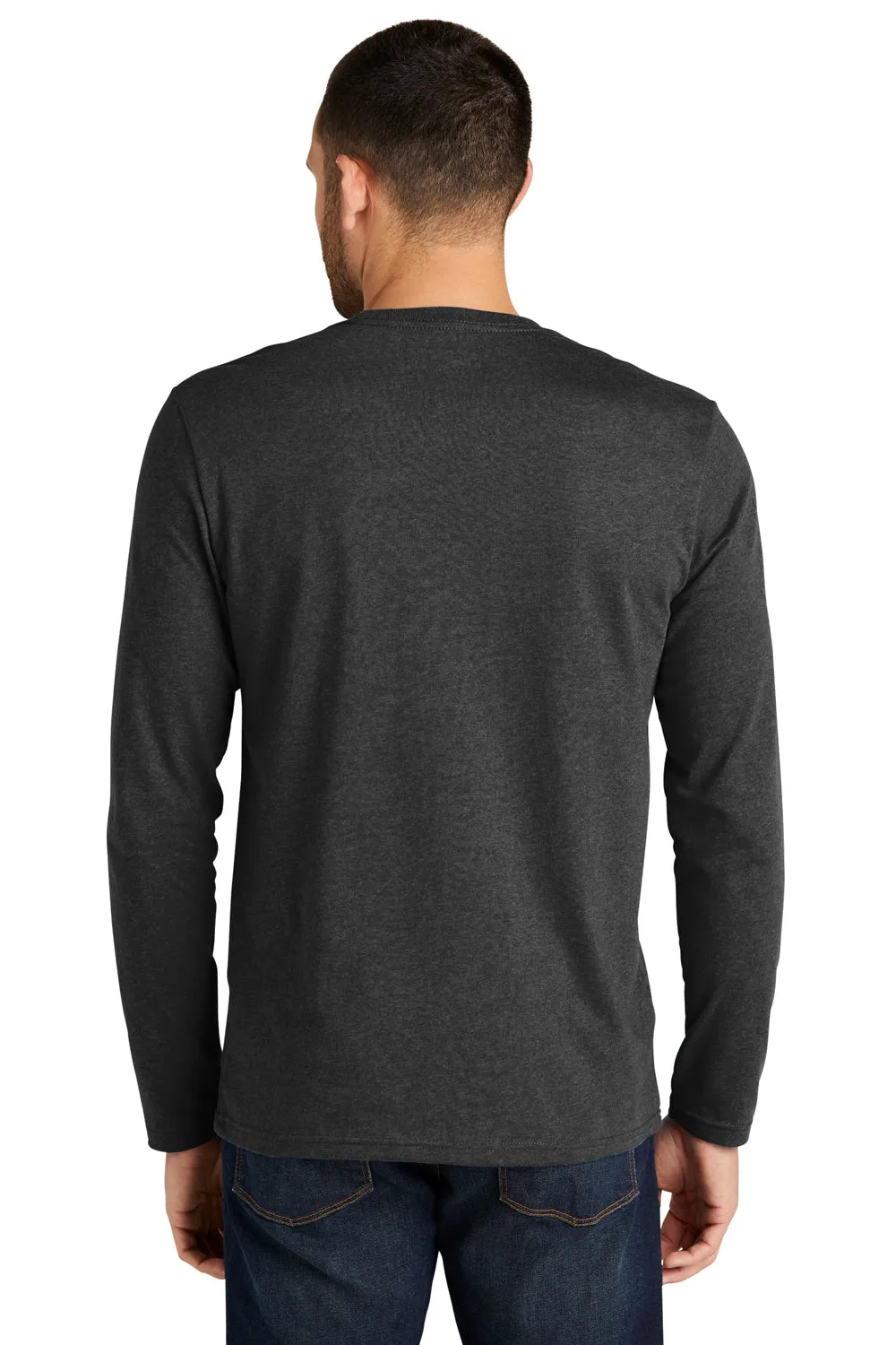 District Mens Re-Tee Long Sleeve Crewneck T-Shirt - Heather Charcoal Grey
