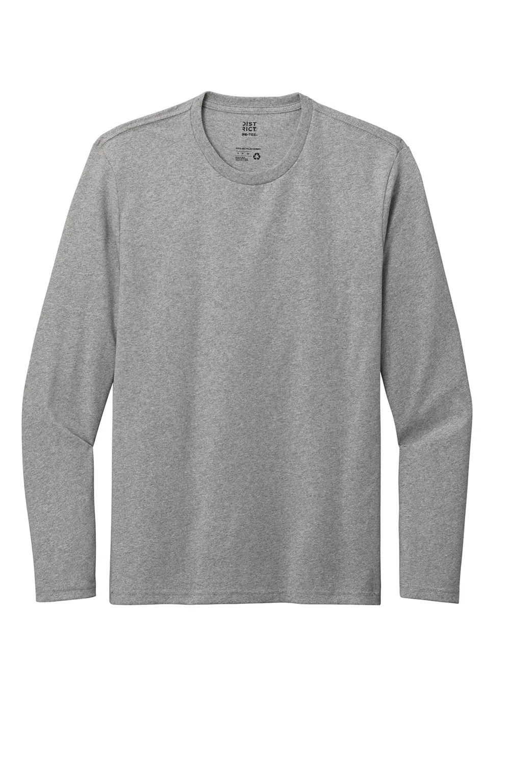 District Mens Re-Tee Long Sleeve Crewneck T-Shirt - Heather Light Grey