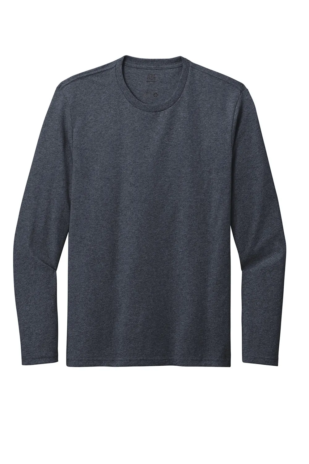 District Mens Re-Tee Long Sleeve Crewneck T-Shirt - Heather Navy Blue