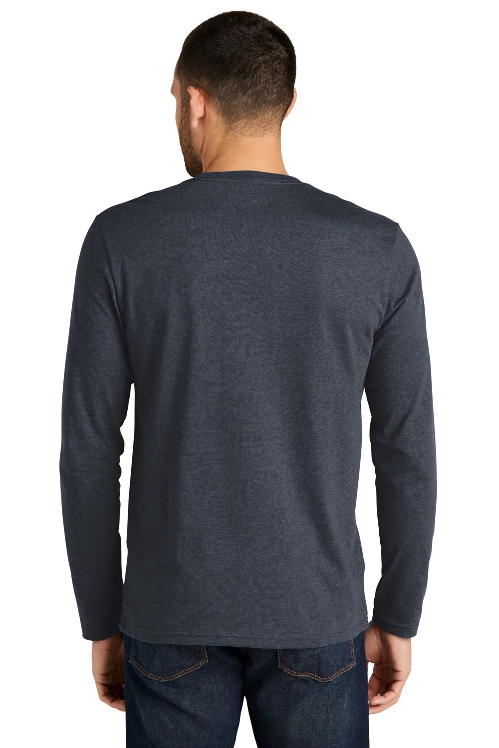 District Mens Re-Tee Long Sleeve Crewneck T-Shirt - Heather Navy Blue