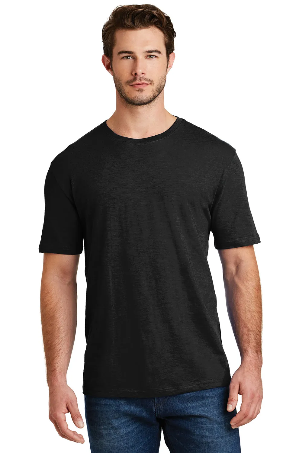 District Mens Super Slub Short Sleeve Crewneck T-Shirt - Black - Closeout