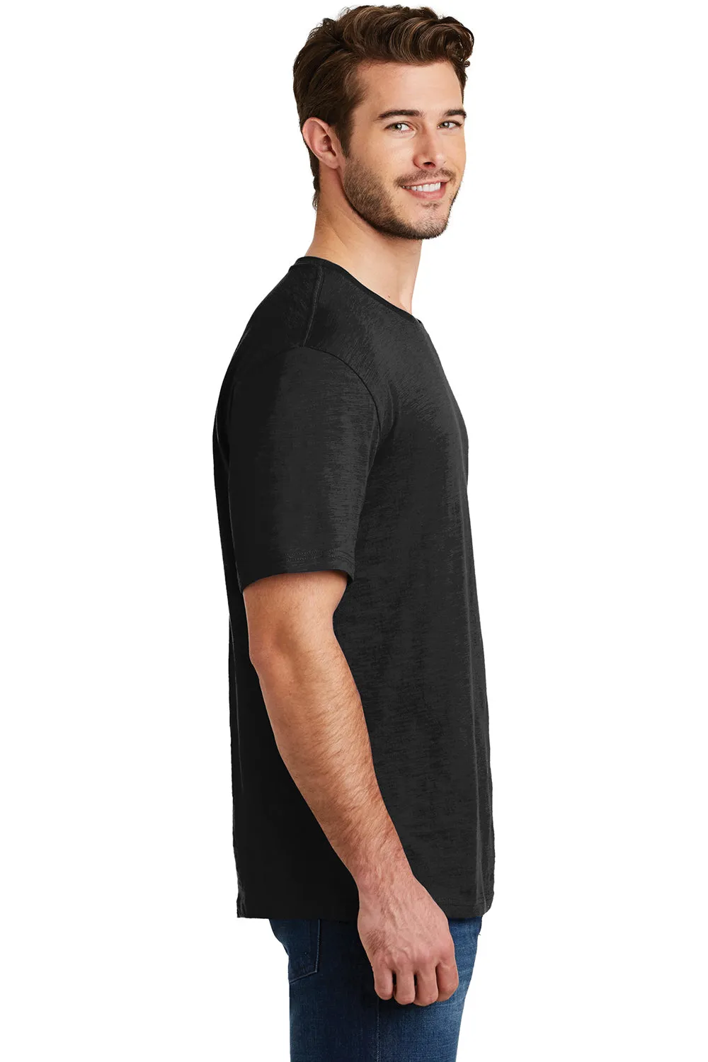 District Mens Super Slub Short Sleeve Crewneck T-Shirt - Black - Closeout