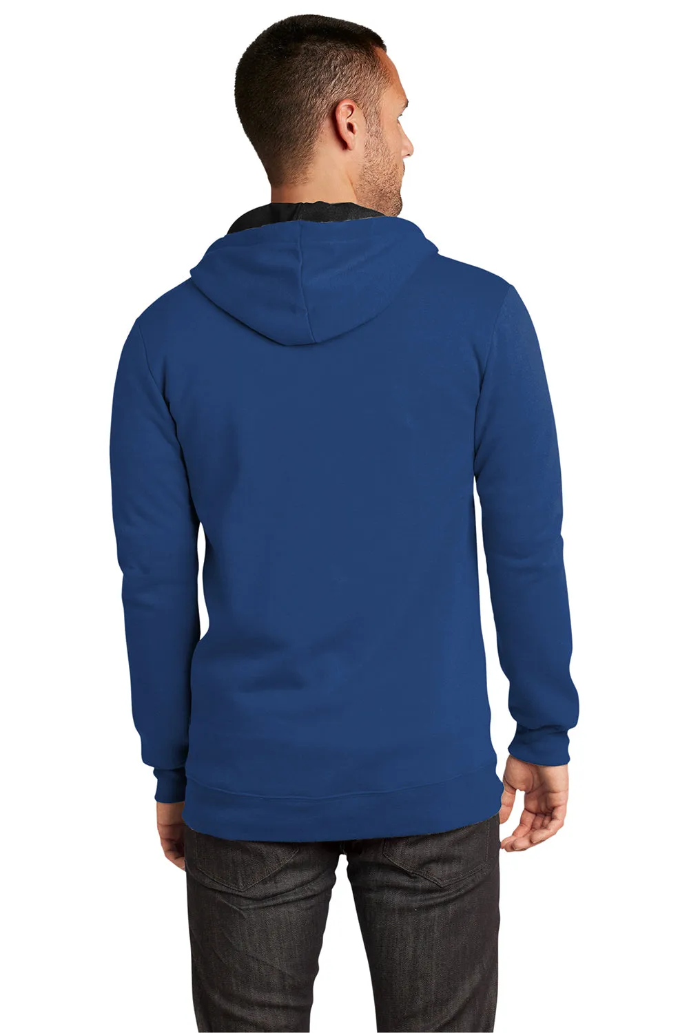 District Mens The Concert Fleece Full Zip Hooded Sweatshirt Hoodie w/ Pockets - Deep Royal Blue