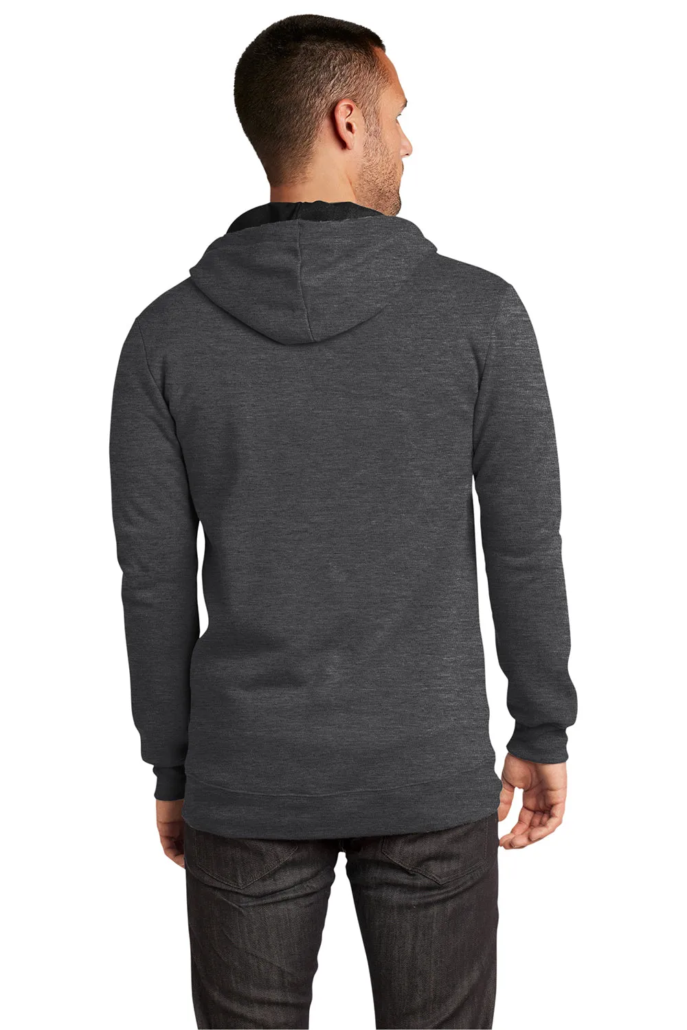 District Mens The Concert Fleece Full Zip Hooded Sweatshirt Hoodie w/ Pockets - Heather Charcoal Grey